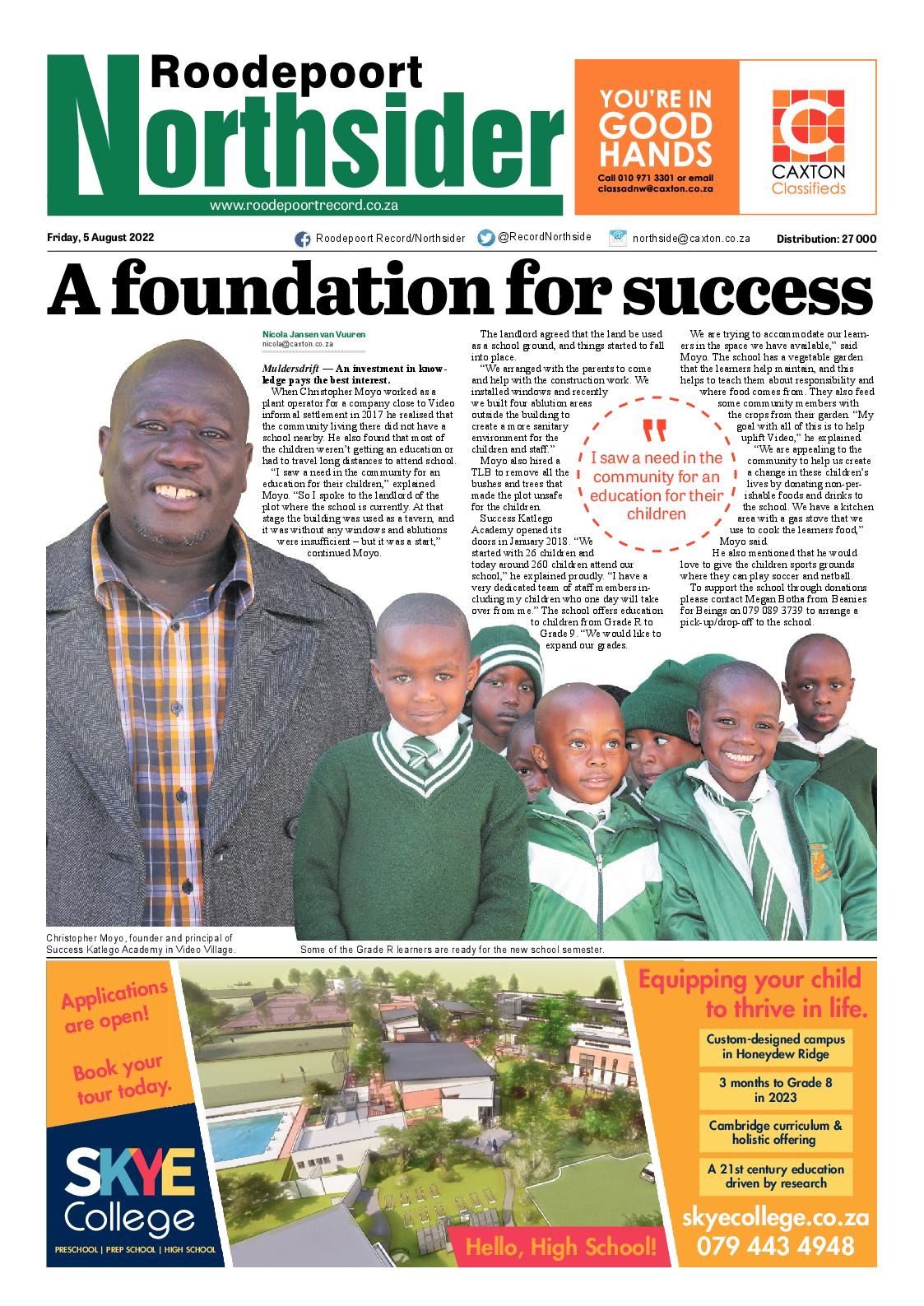 Roodepoort Northsider 5 August 2022 page 1