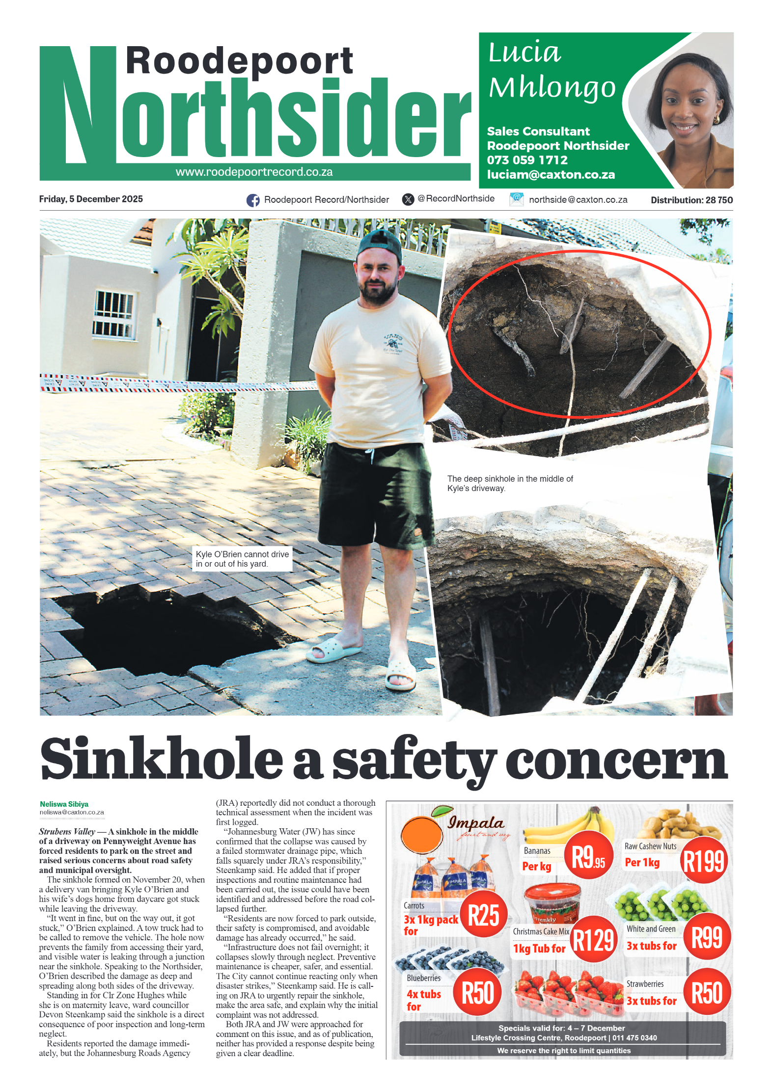 Roodepoort Northsider 5 December 2025 page 1