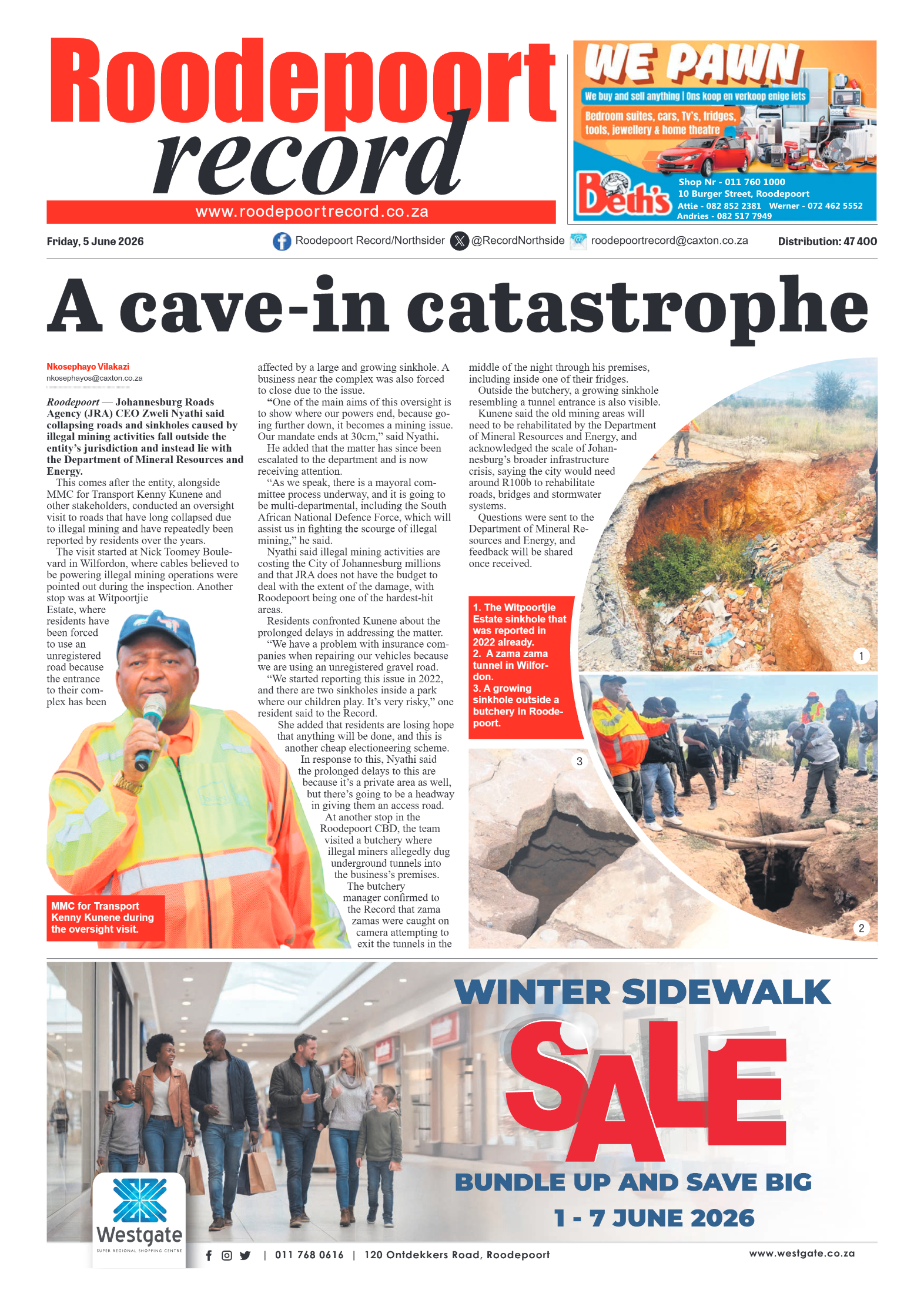Roodepoort Record 5 June 2026 page 1