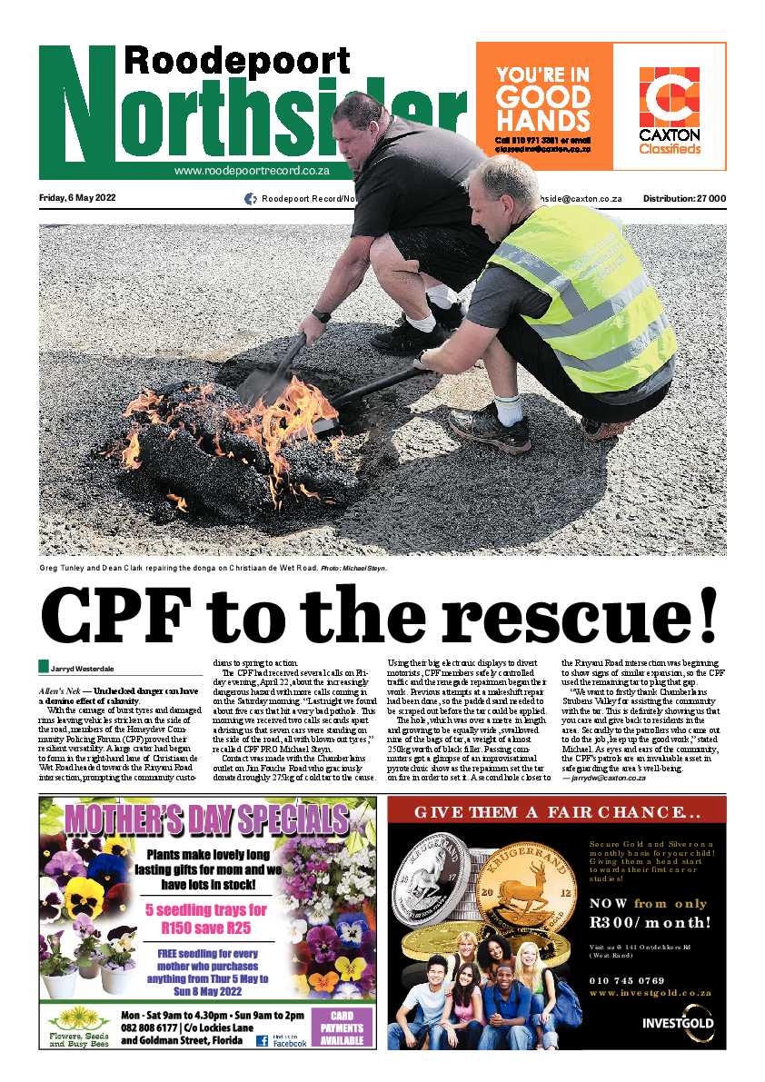 Roodepoort Northsider 6 May 2022 page 1