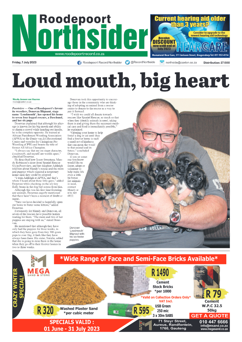 Roodepoort Northsider 7 July 2023 page 1