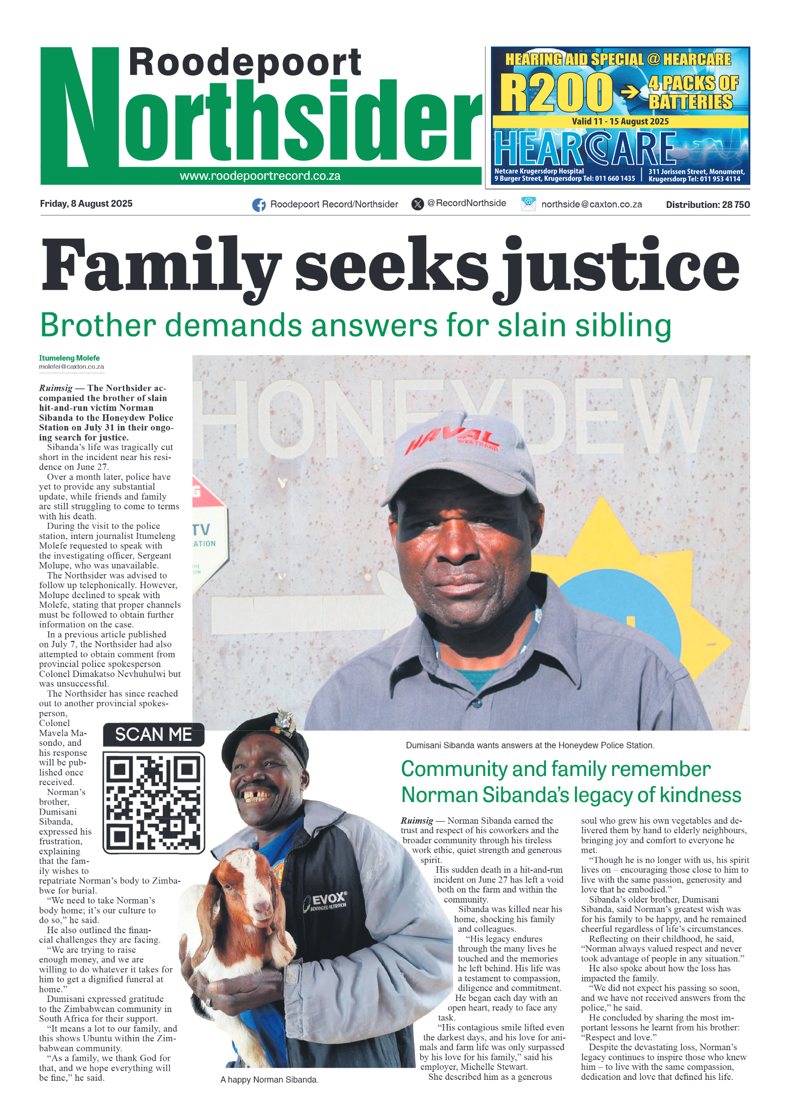 Roodepoort Northsider 8 August 2025 page 1