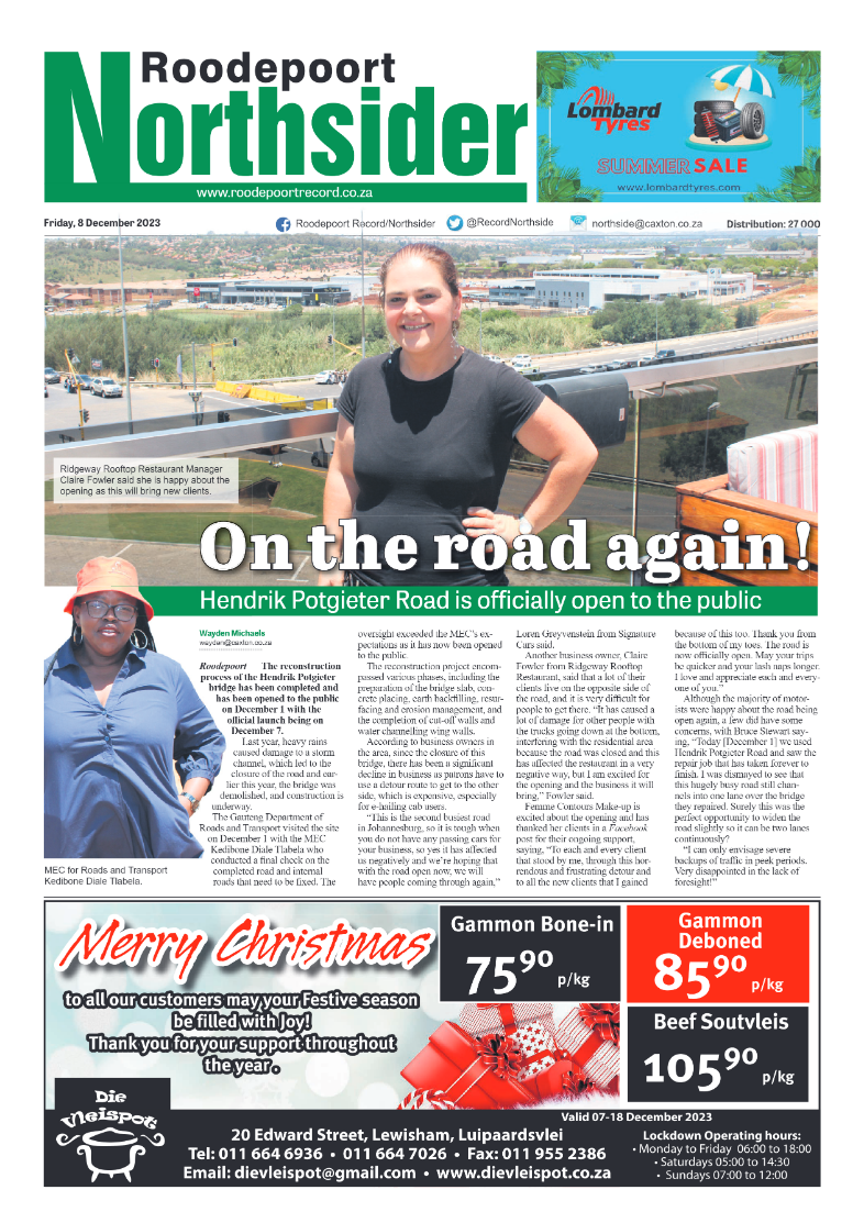 Roodepoort Northsider 8 December 2023 page 1