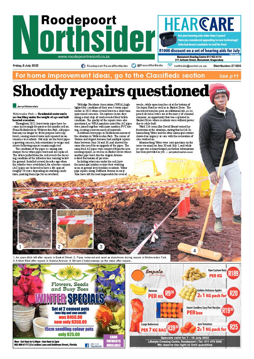 Roodepoort Northsider 8 July 2022 page 1