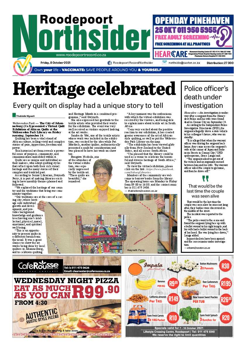 Roodepoort Northsider 8 October 2021 page 1
