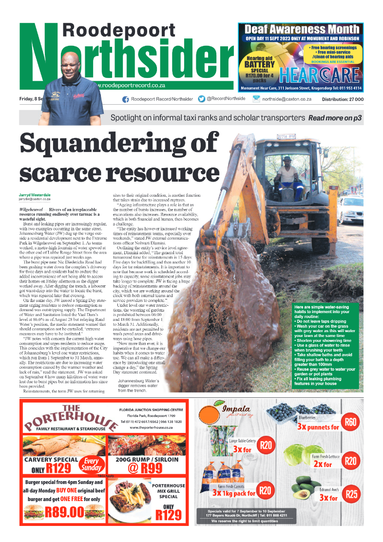 Roodepoort Northsider 8 September 2023 page 1