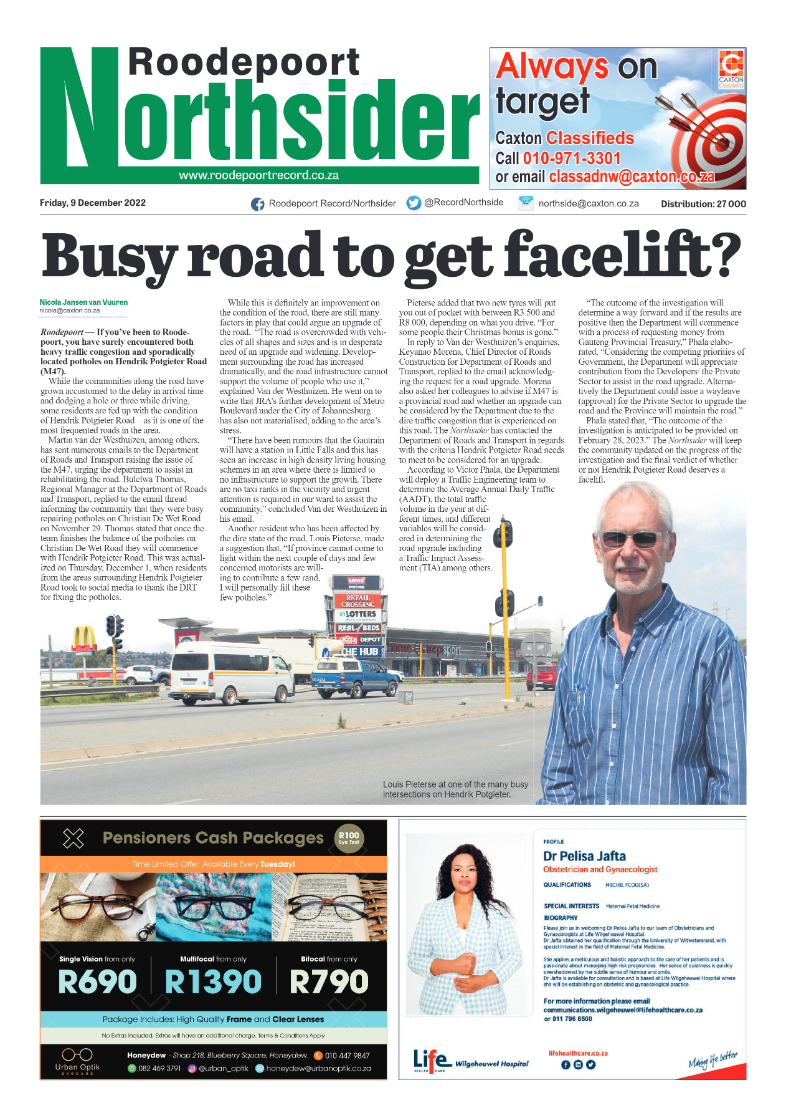 Roodepoort Northsider 9 December 2022 page 1