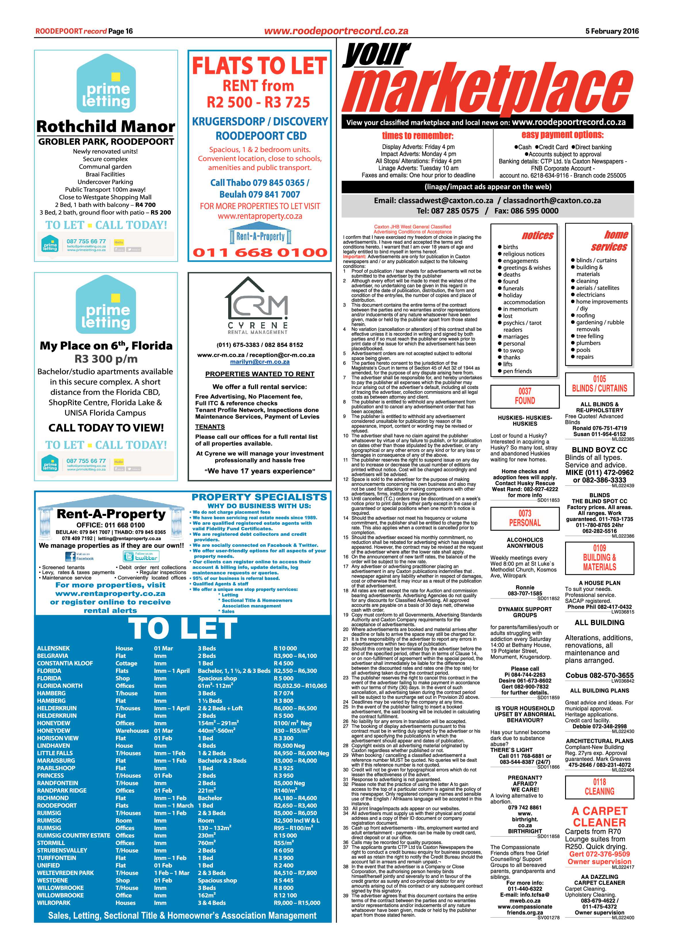 Roodepoort Record 05 February 2016 page 16