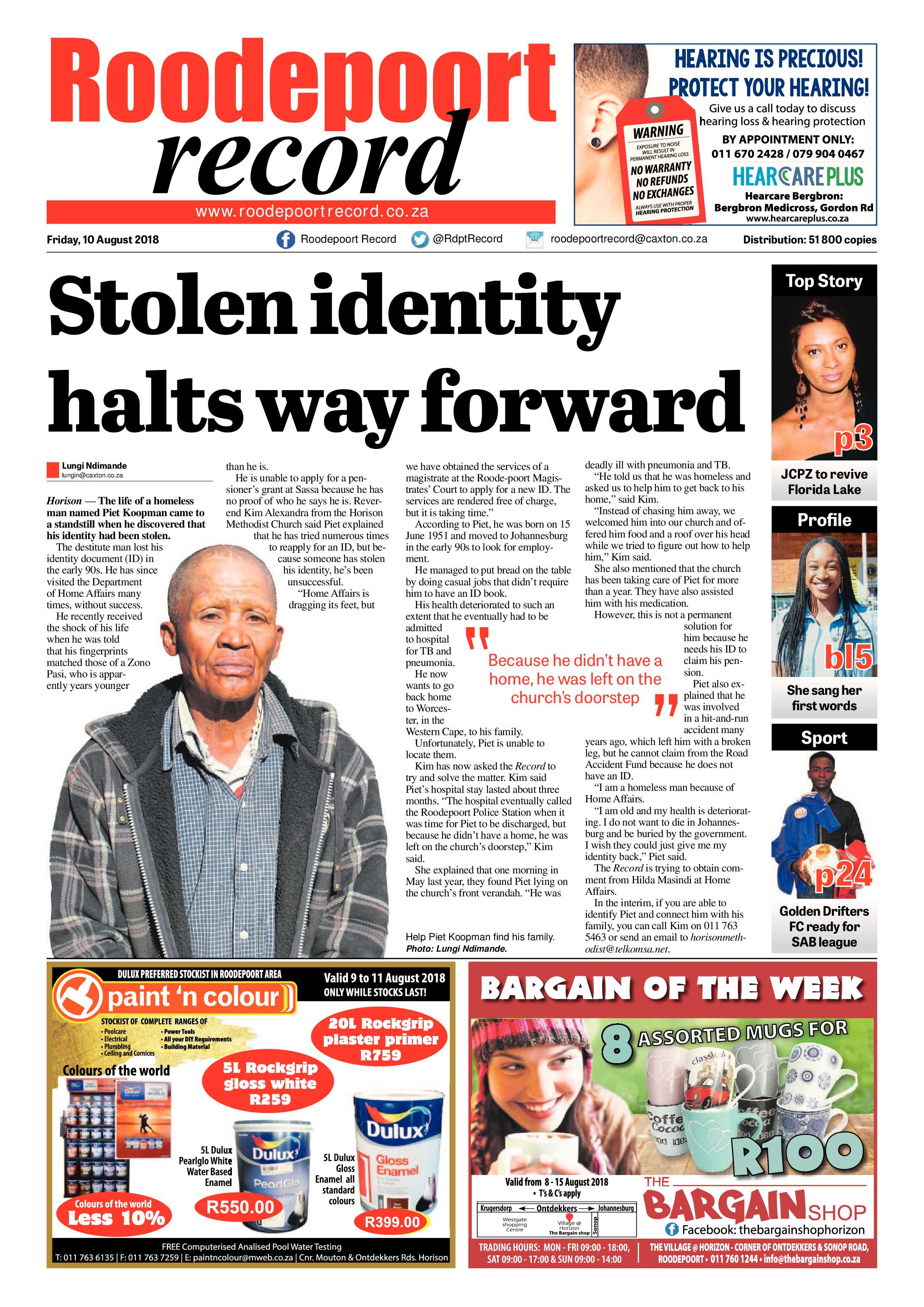 Roodepoort Record 10 August 2018 page 1