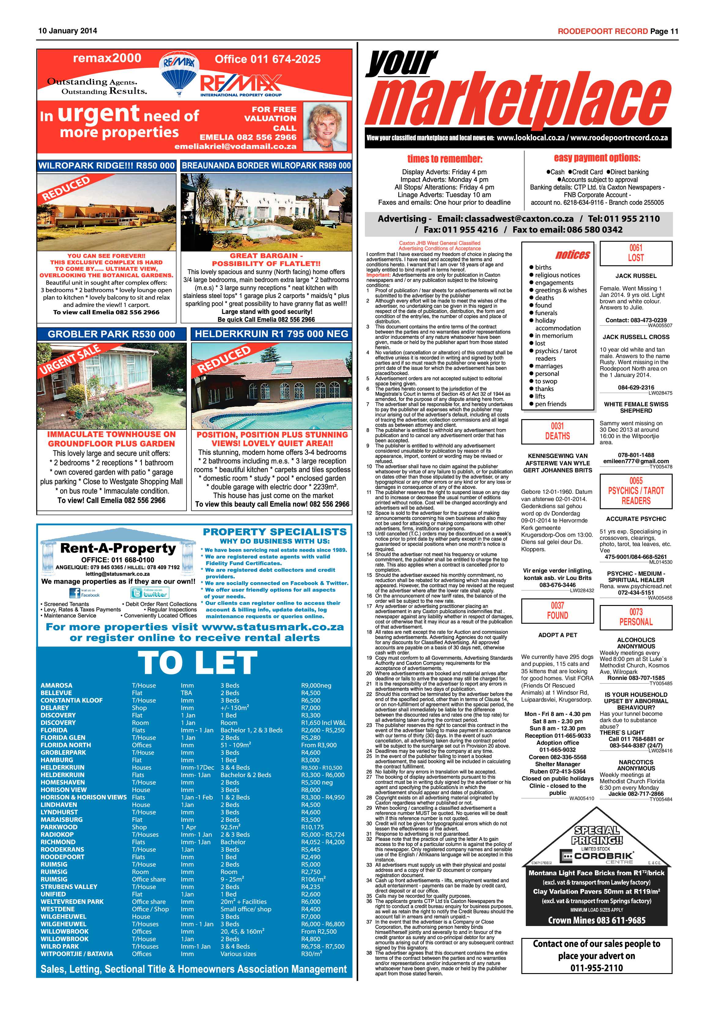 Roodepoort Record 10 January 2014 page 11