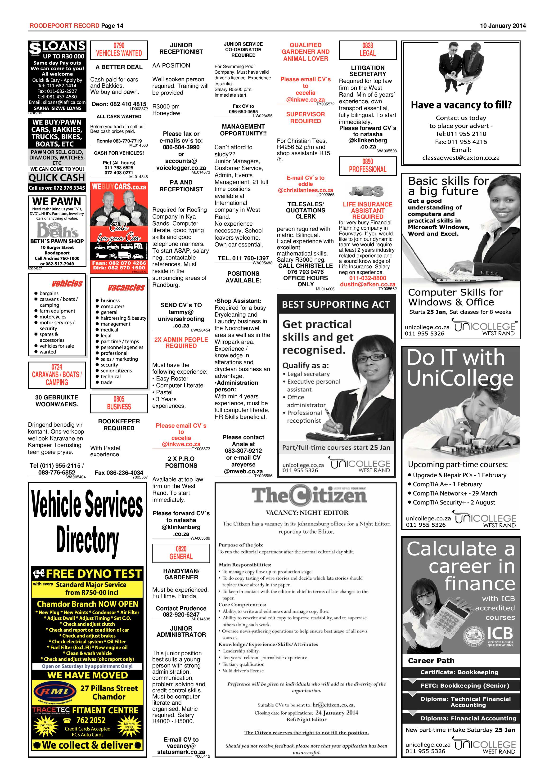 Roodepoort Record 10 January 2014 page 14