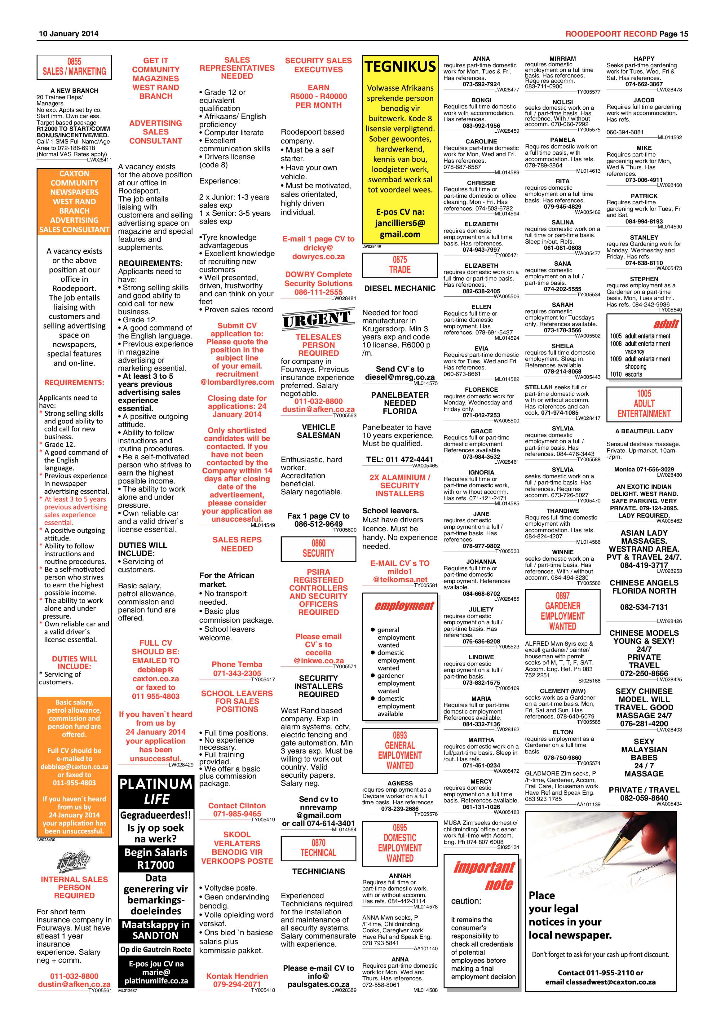 Roodepoort Record 10 January 2014 page 15