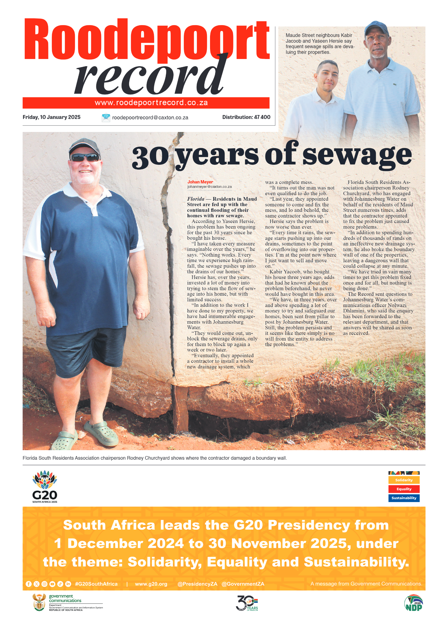 Roodepoort Record 10 January 2025 page 1