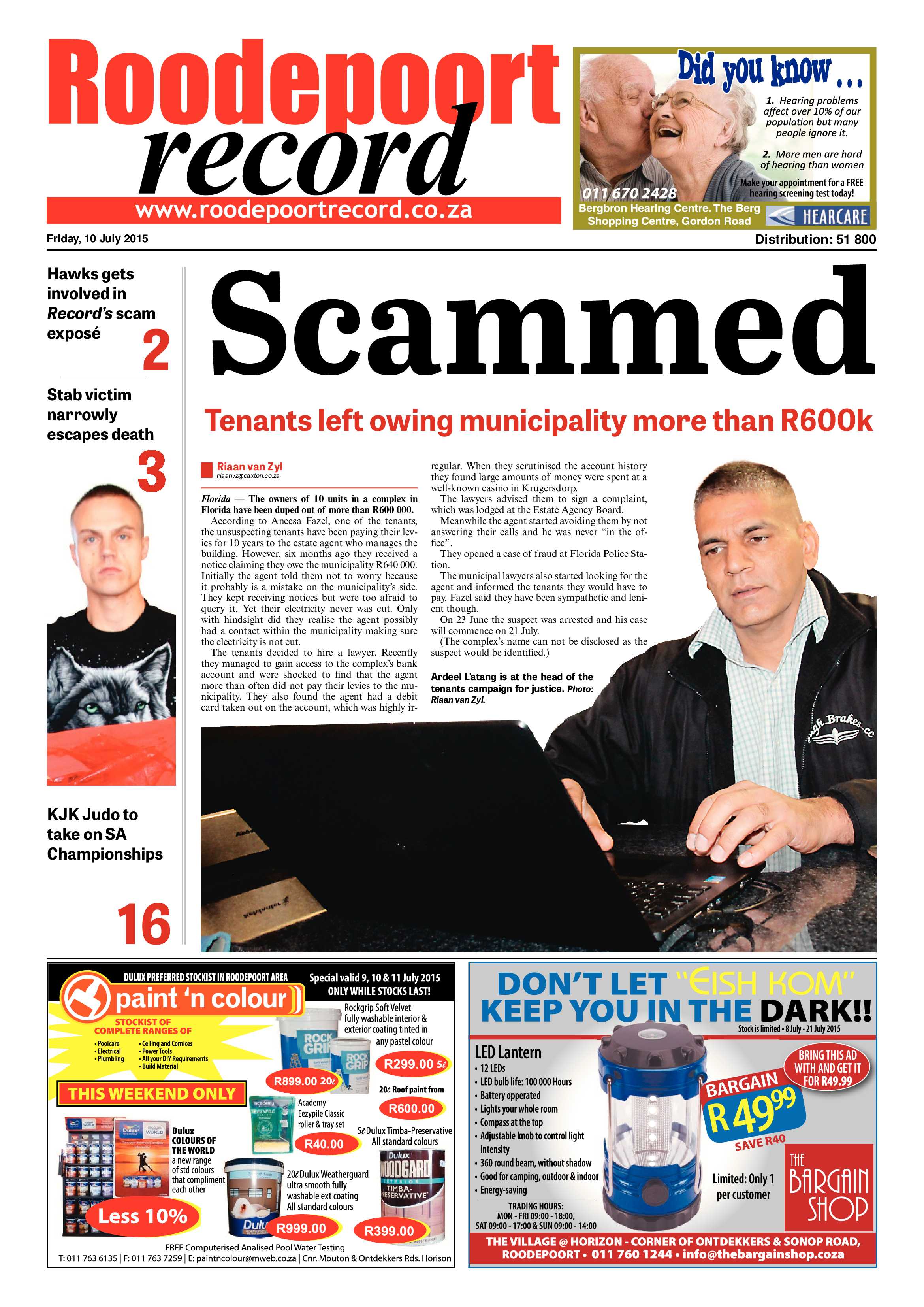 Roodepoort Record 11 December 2015 page 1