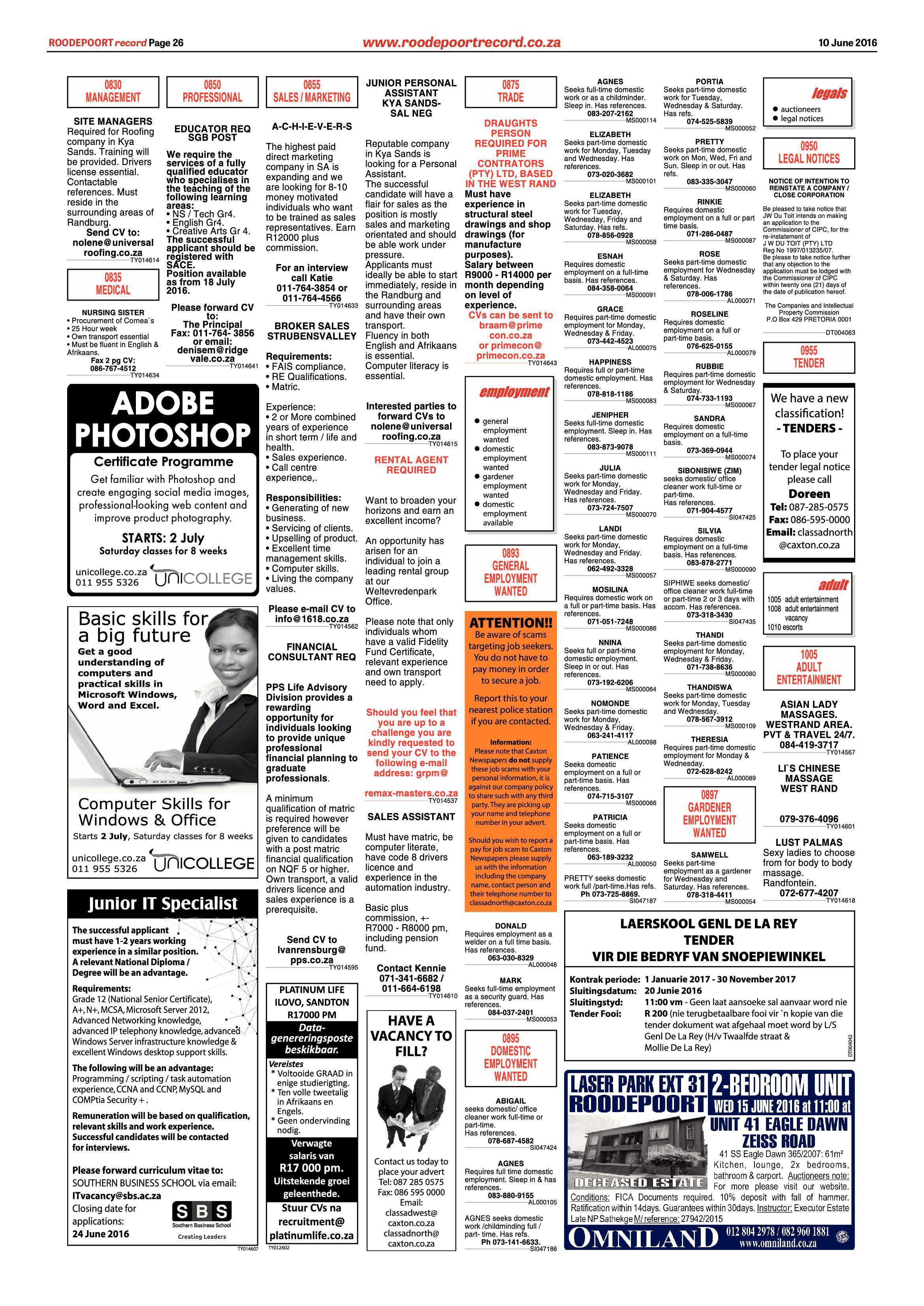 Roodepoort Record 10 June 2016 page 26