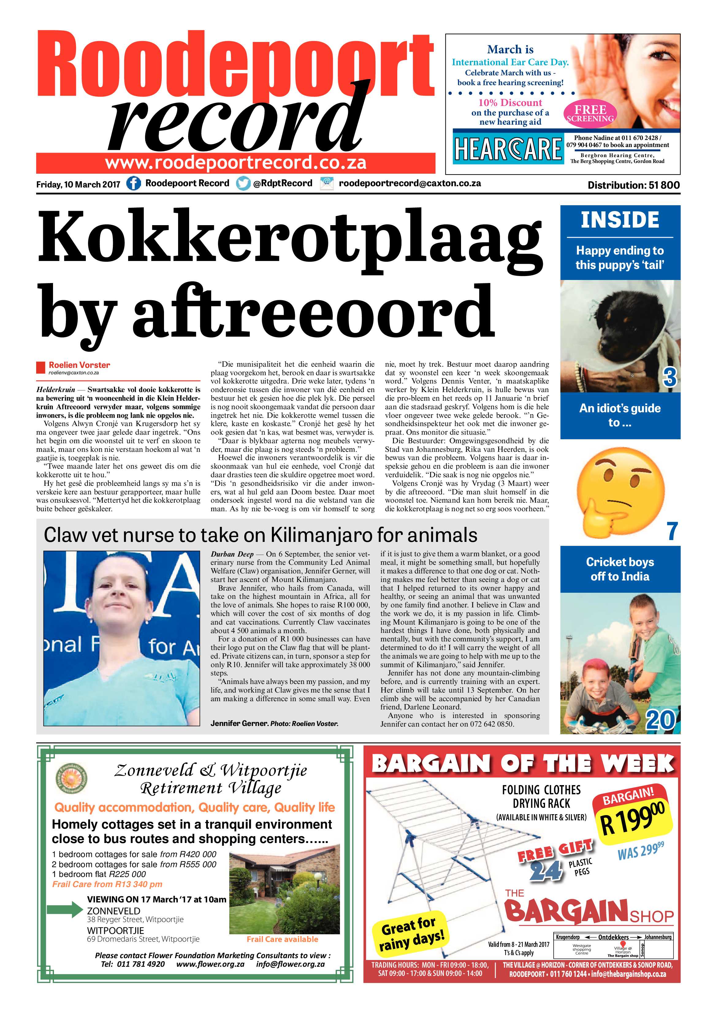 Roodepoort Record 10 March 2017 page 1