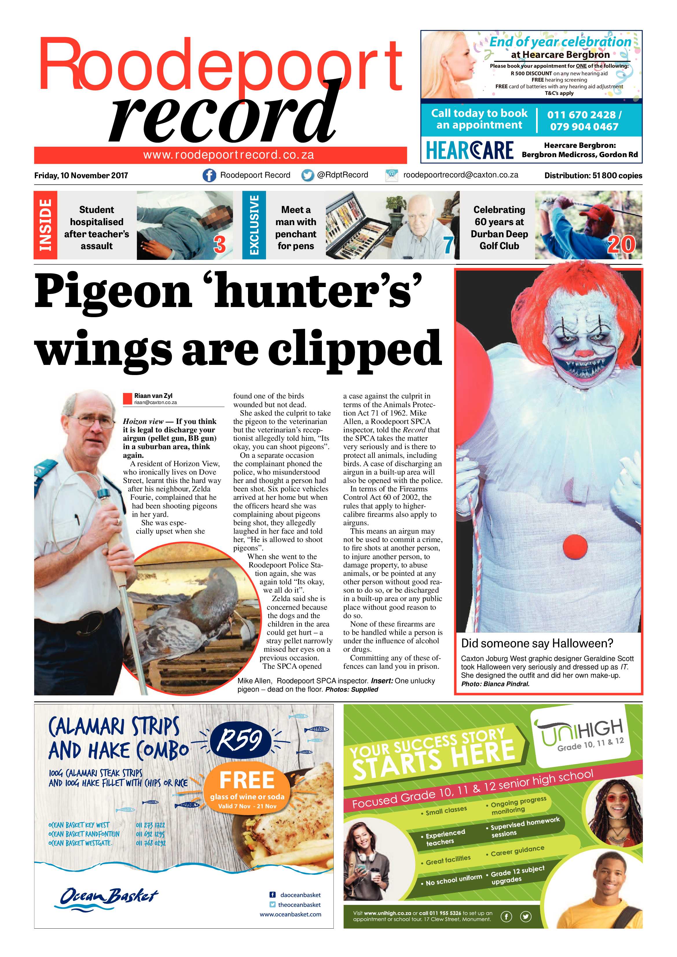 Roodepoort Record 10 November 2017 page 1