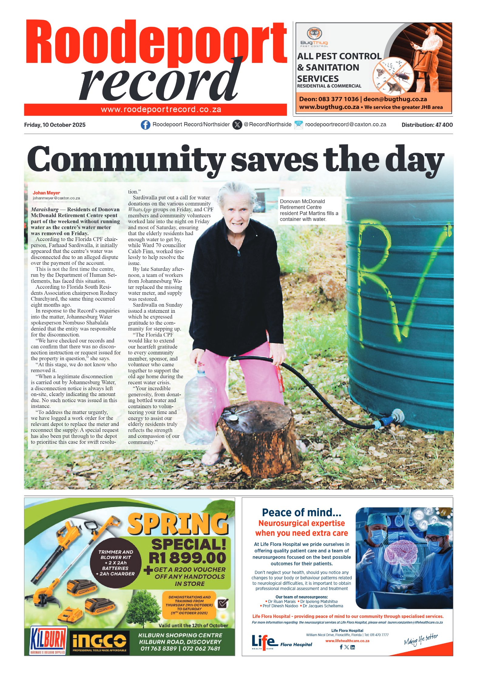 Roodepoort Record 10 October 2025 page 1