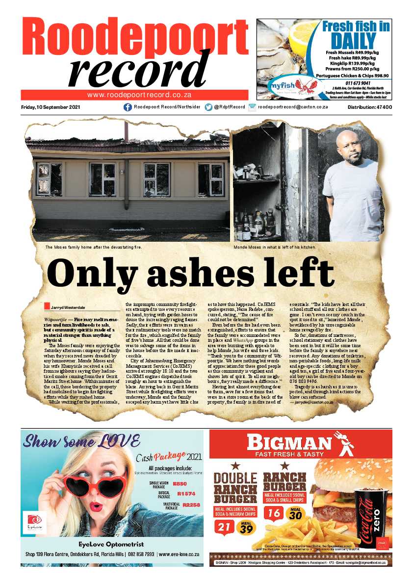 Roodepoort Record 10 September 2021 page 1
