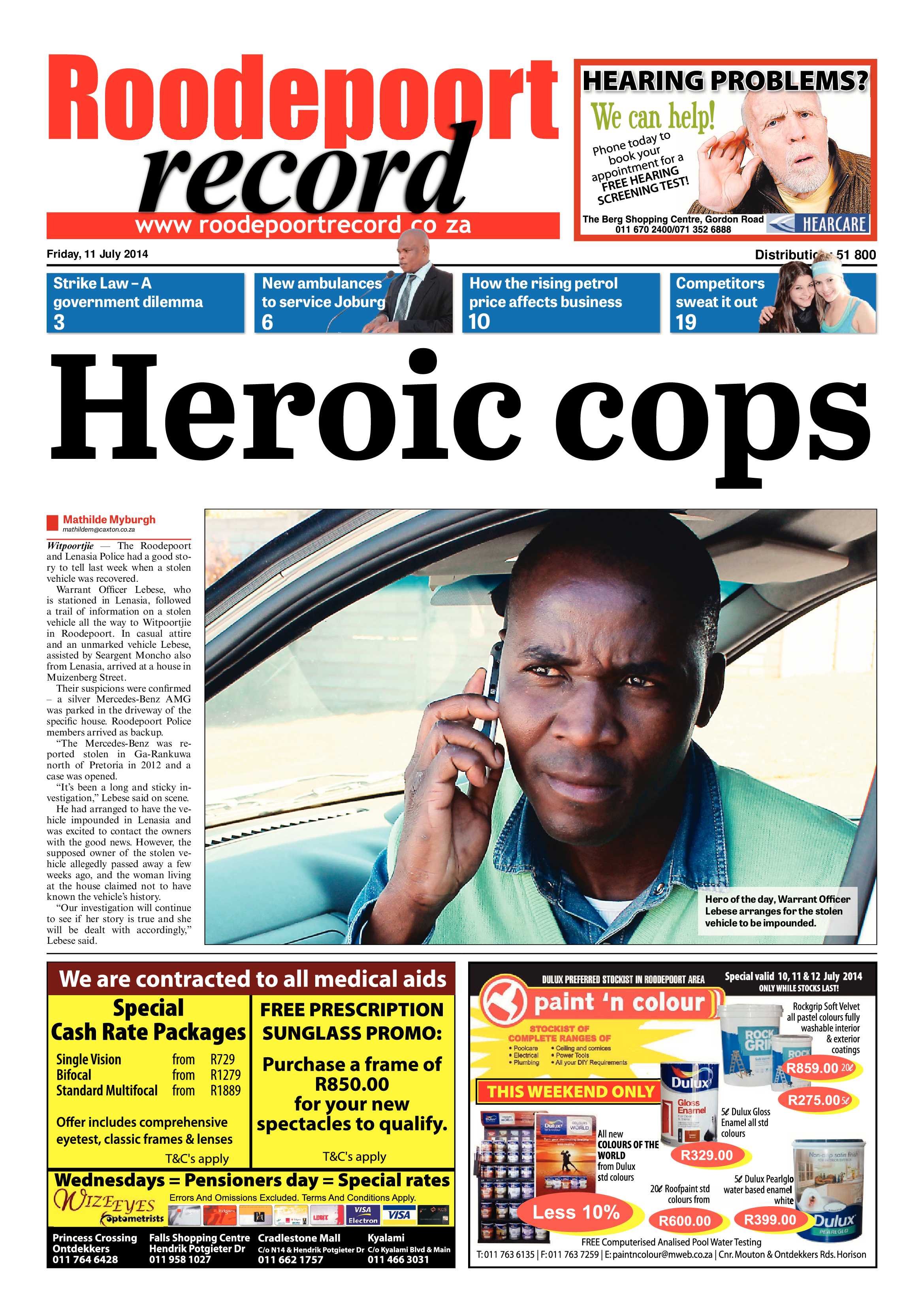 Roodepoort Record 11 July 2014 page 1