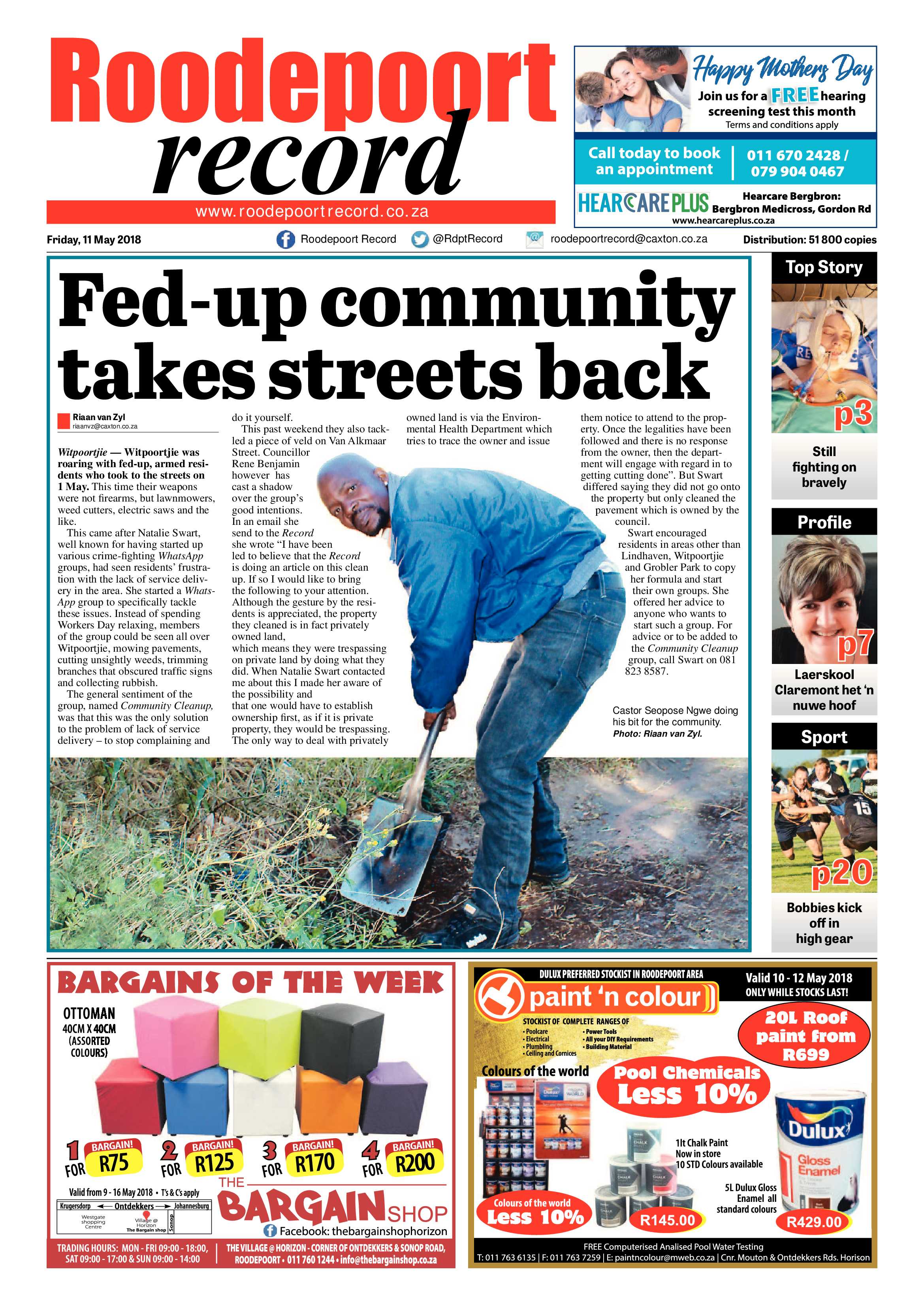 Roodepoort Record 11 May 2018 page 1