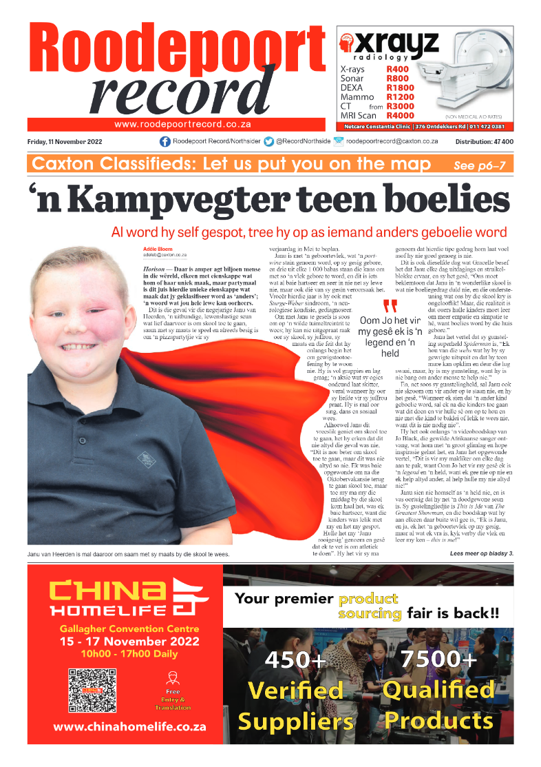 Roodepoort Record 11 November 2022 page 1