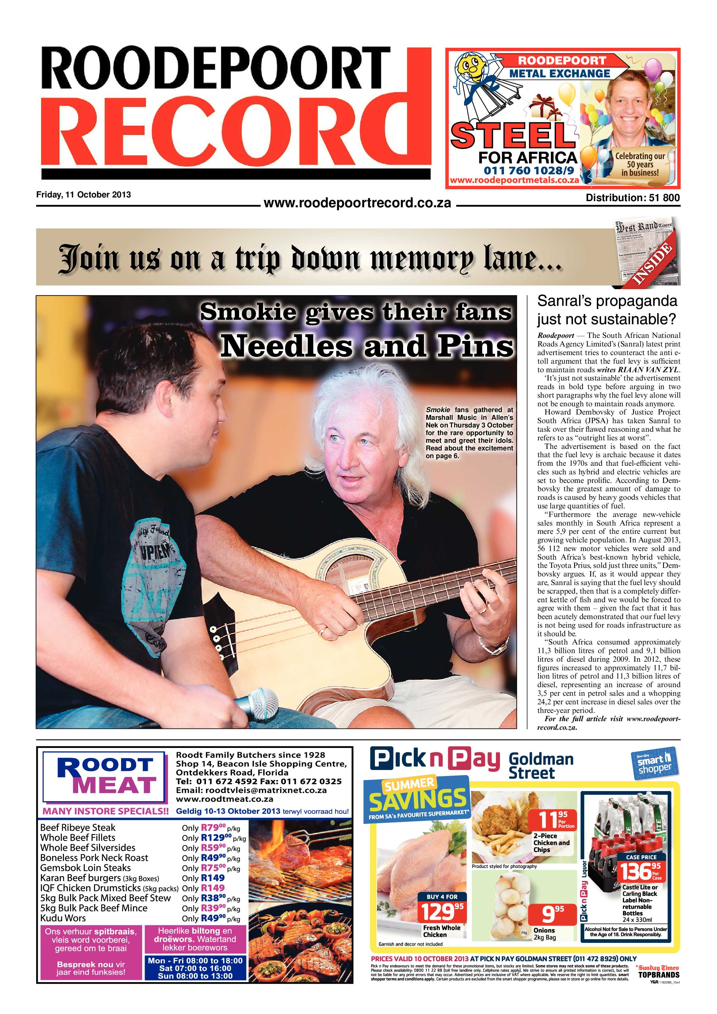 Roodepoort Record 11 October 2013 page 1