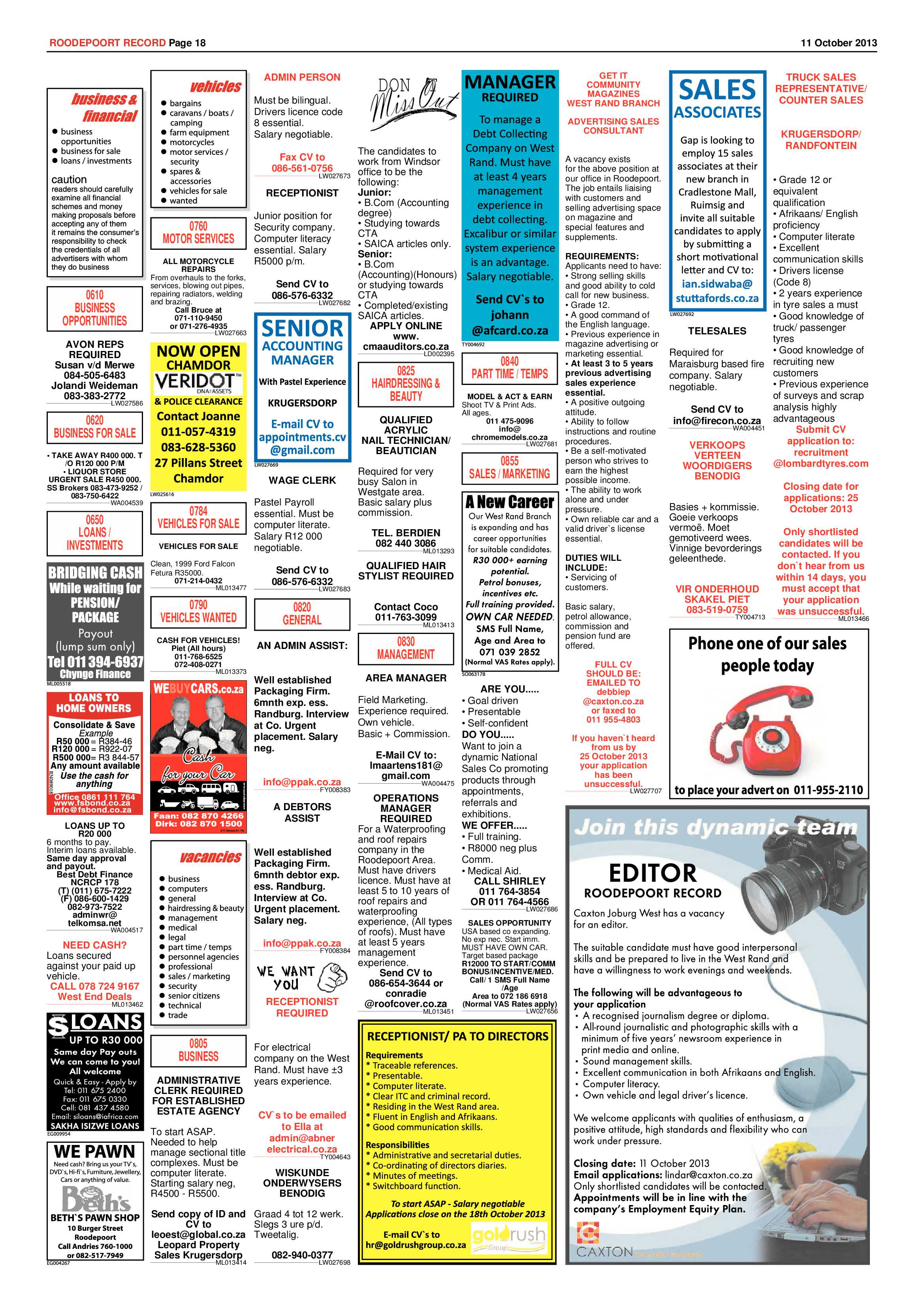 Roodepoort Record 11 October 2013 page 18