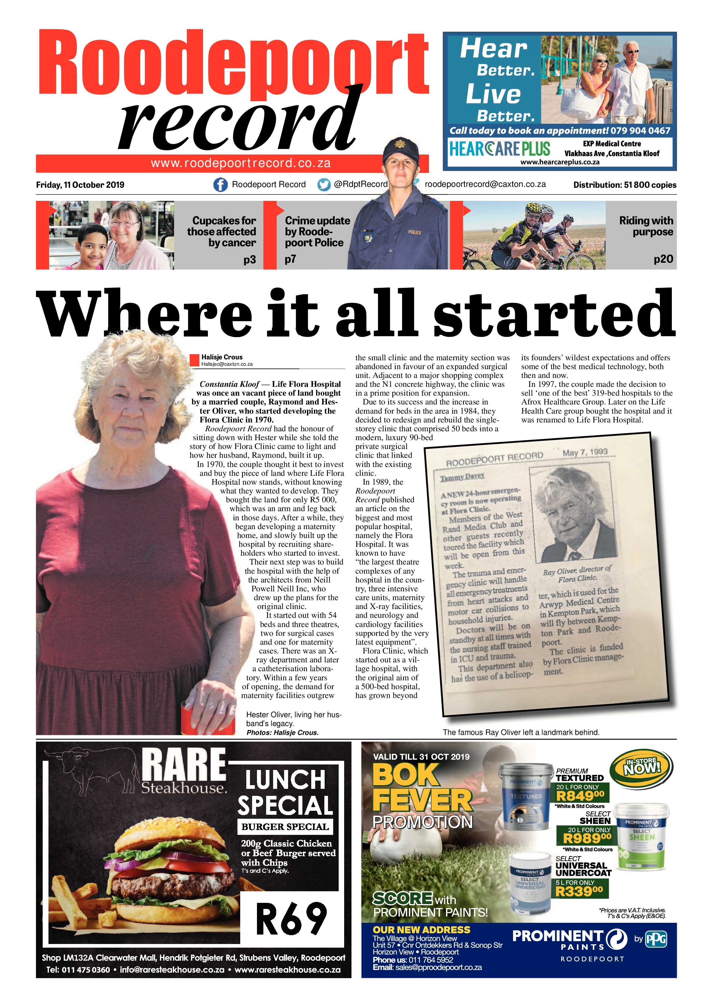 Roodepoort Record 11 October 2019 page 1