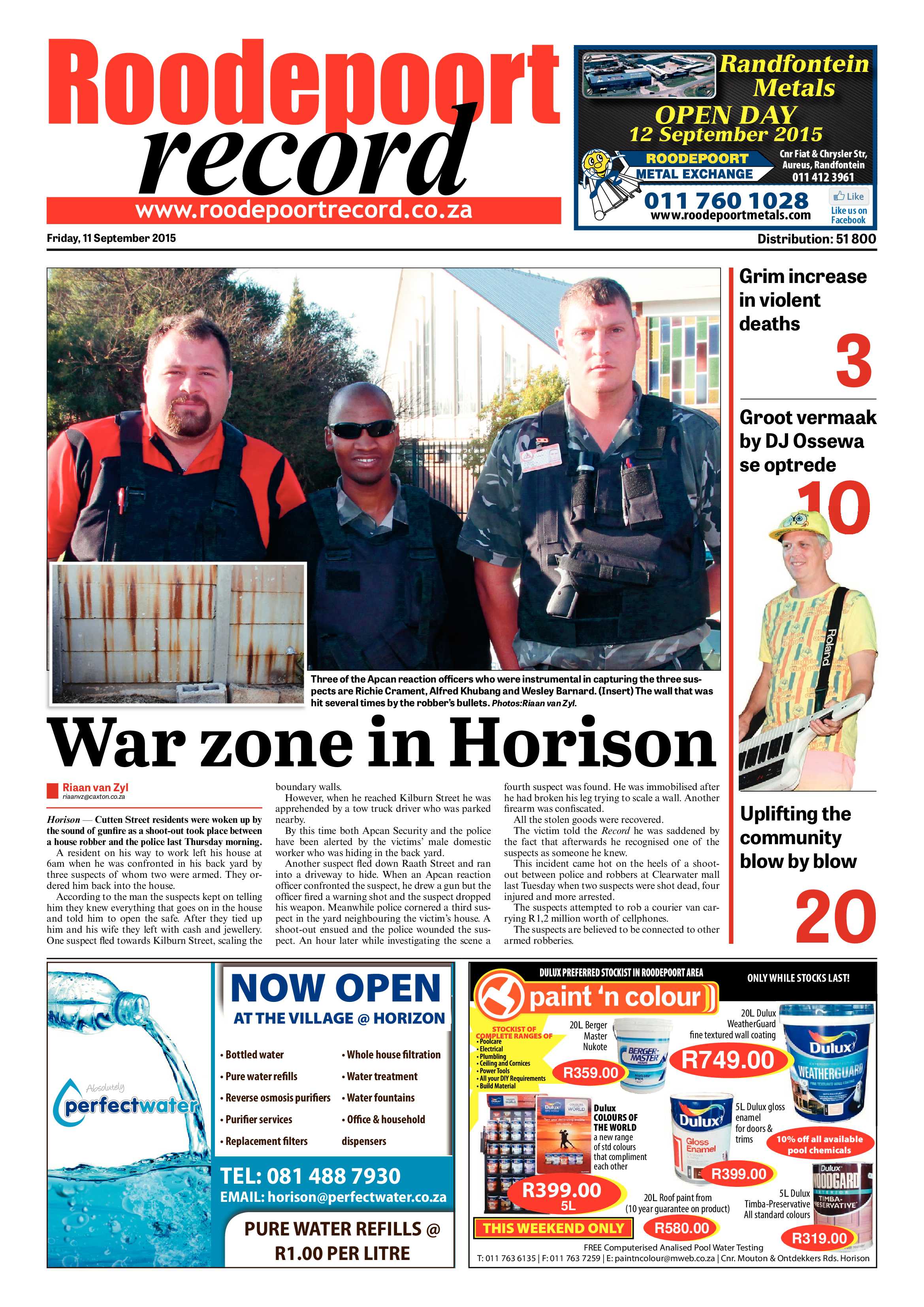 Roodepoort Record 11 September 2015 page 1