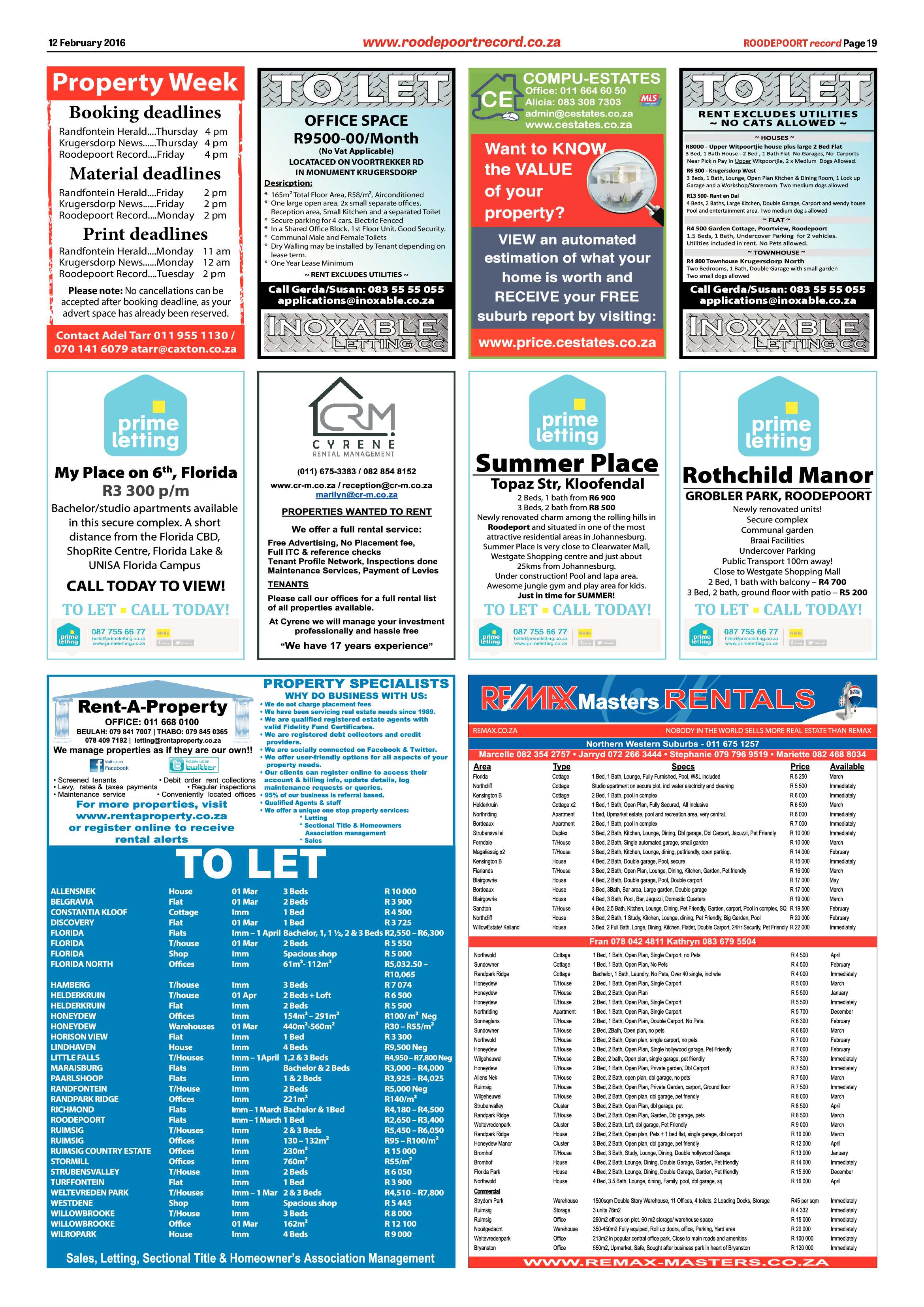 Roodepoort Record 12 February 2016 page 19