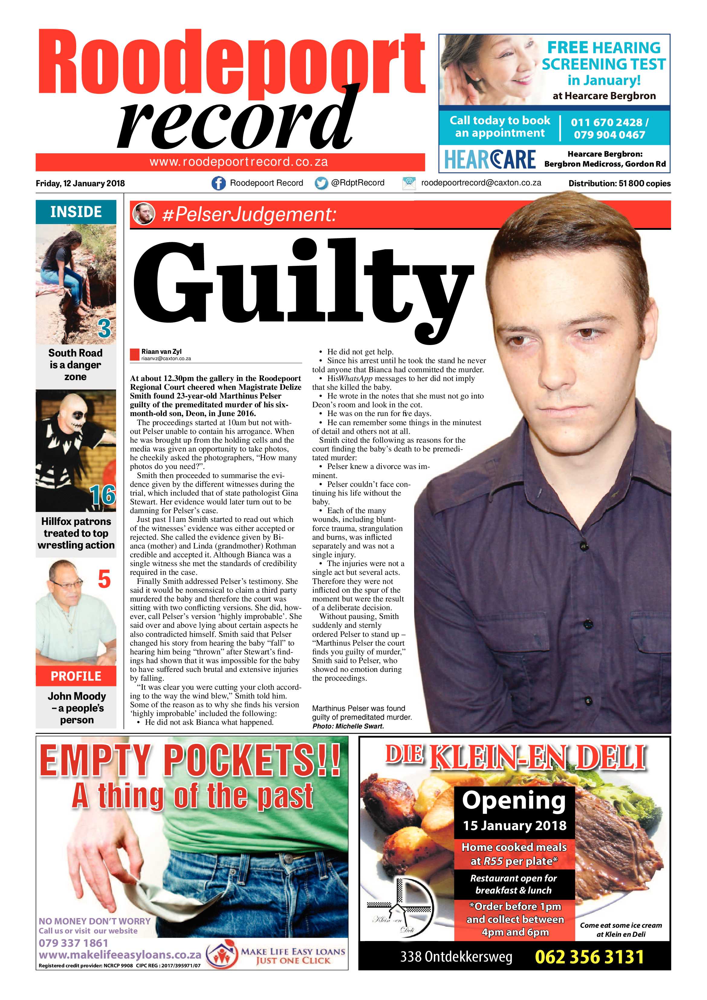 Roodepoort Record 12 January 2018 page 1