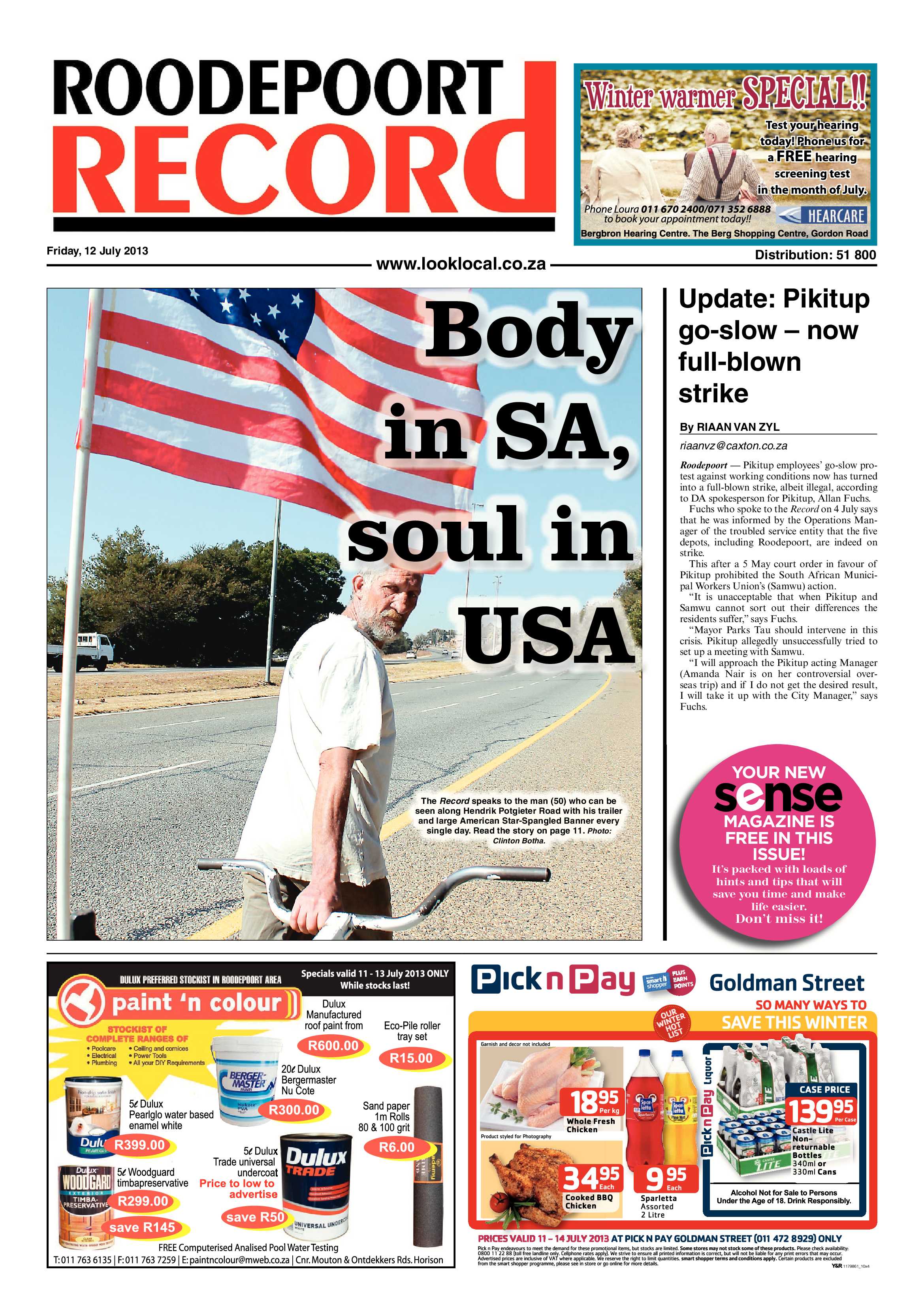 Roodepoort Record 12 July 2013 page 1