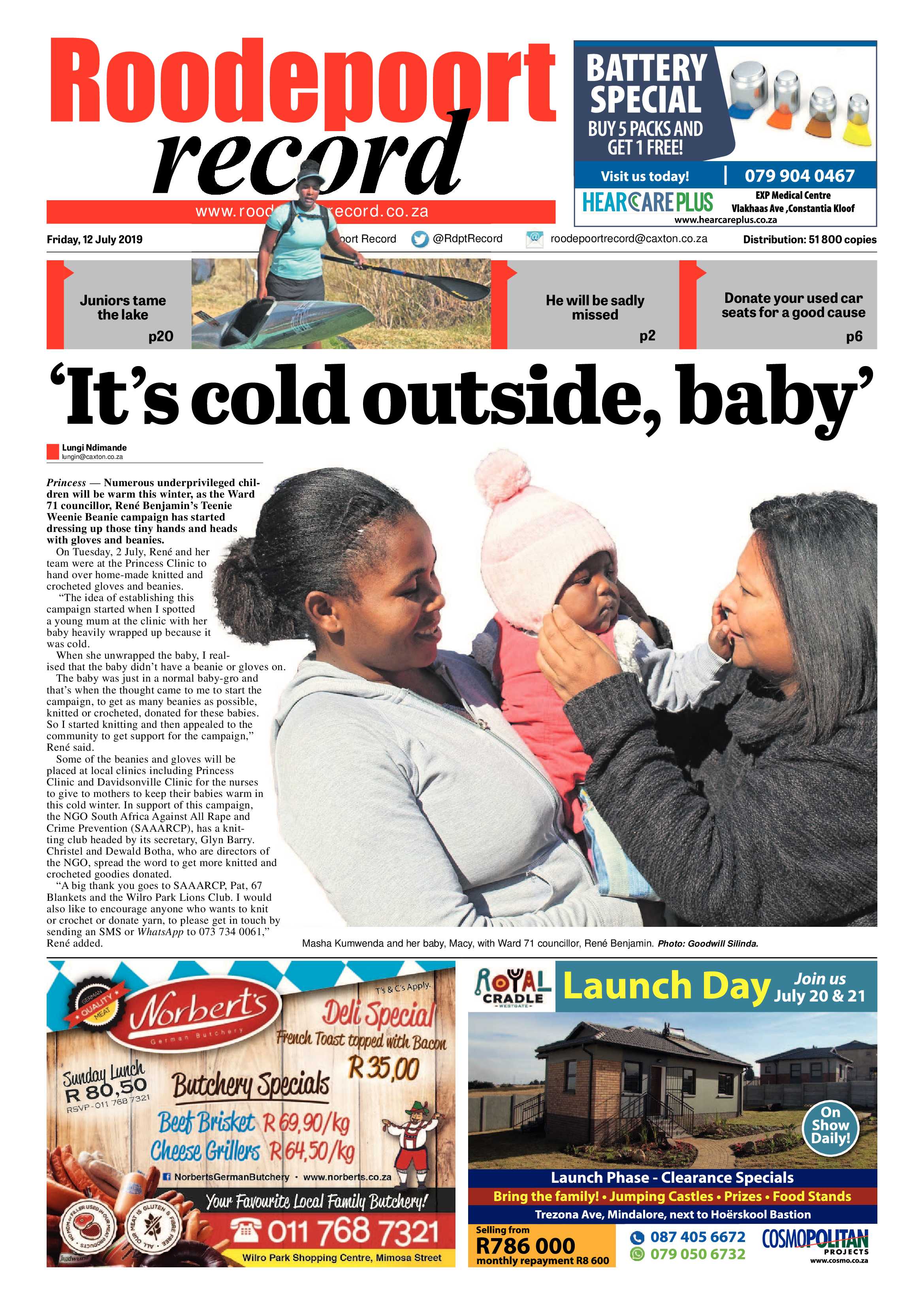 Roodepoort Record 12 July 2019 page 1