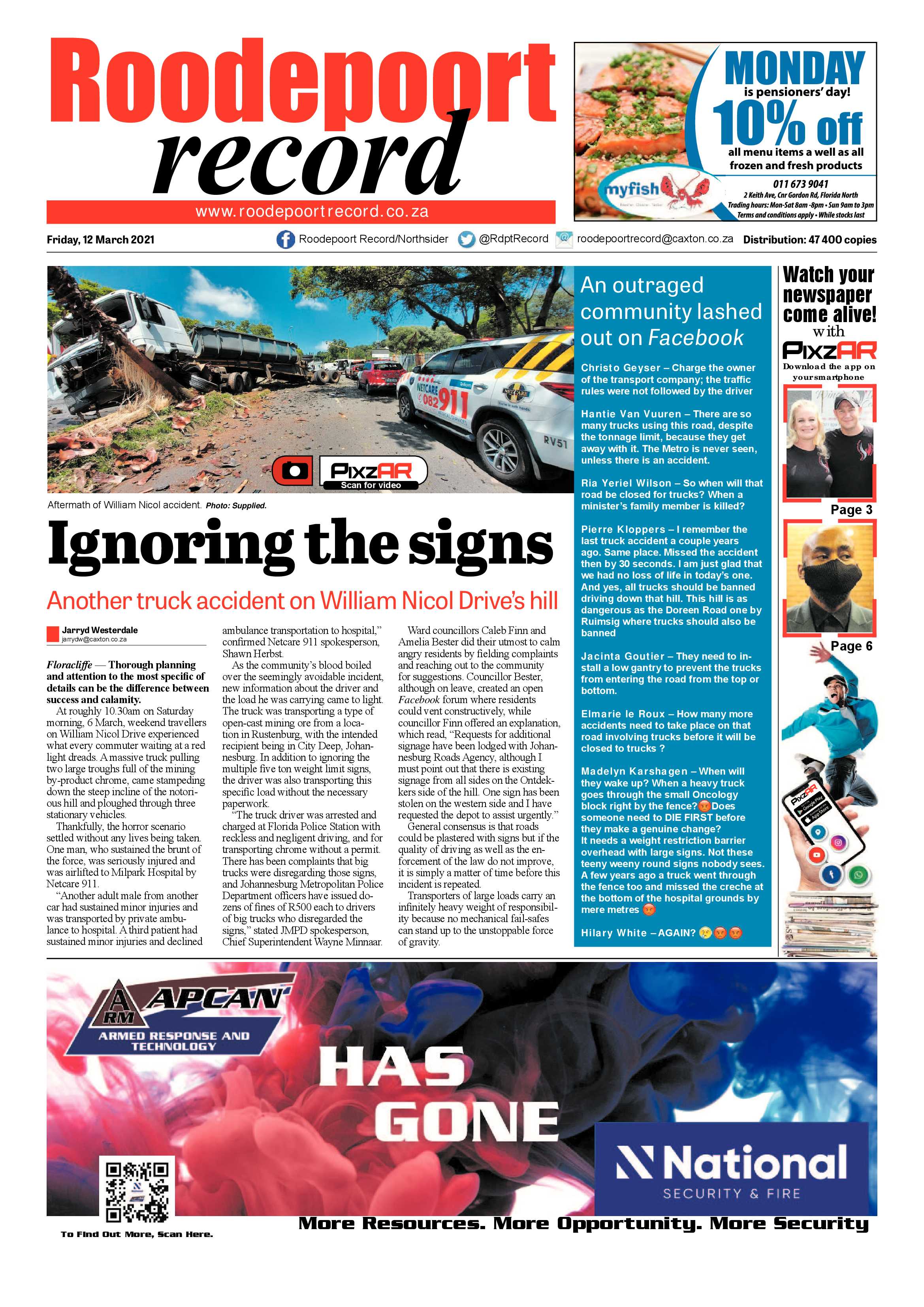 Roodepoort Record 12 March 2021 page 1