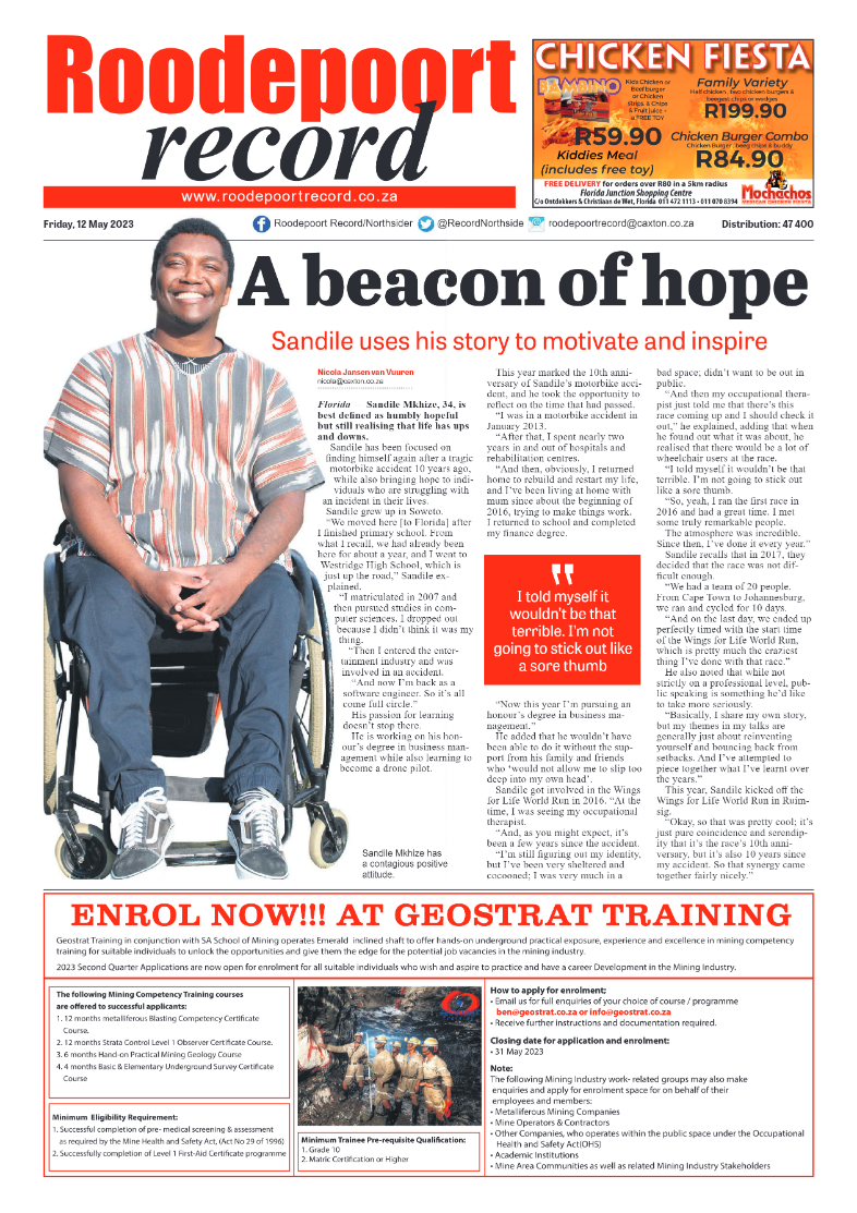 Roodepoort Record 12 May 2023 page 1