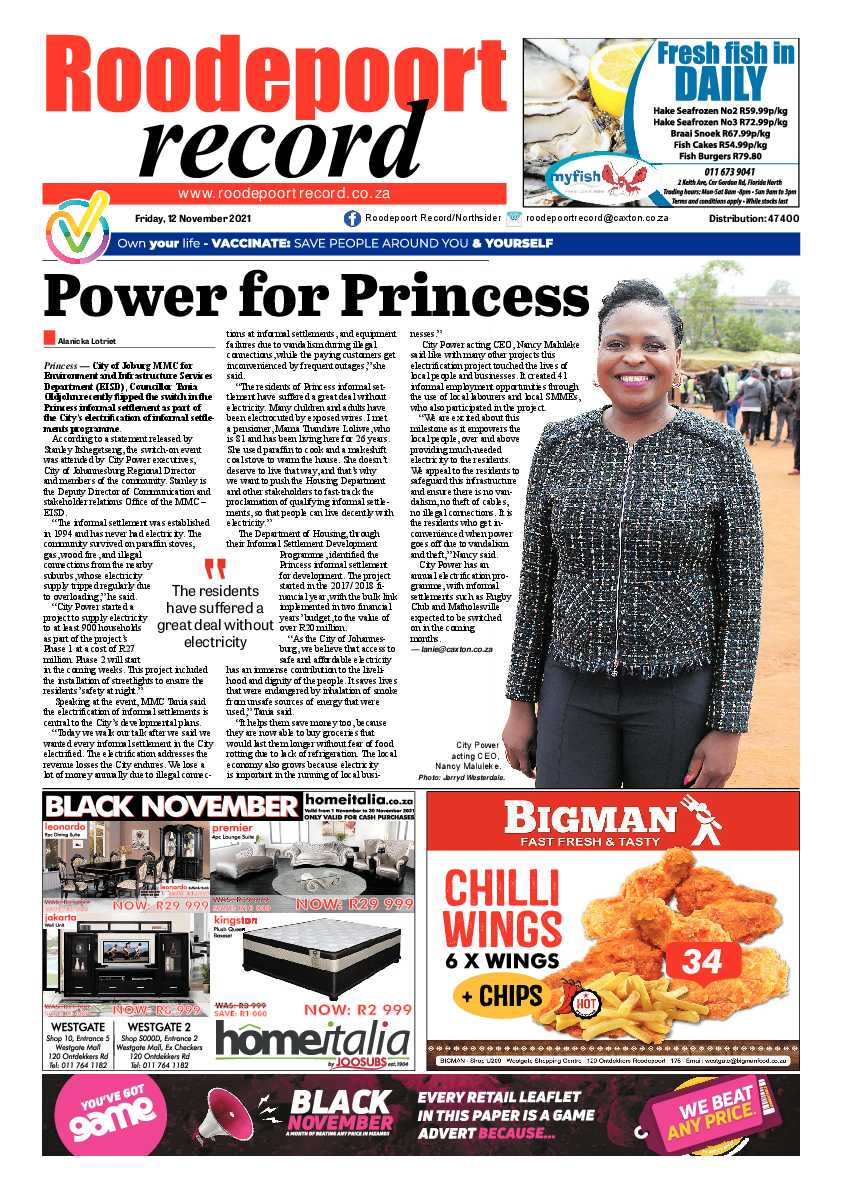 Roodepoort Record 12 November 2021 page 1