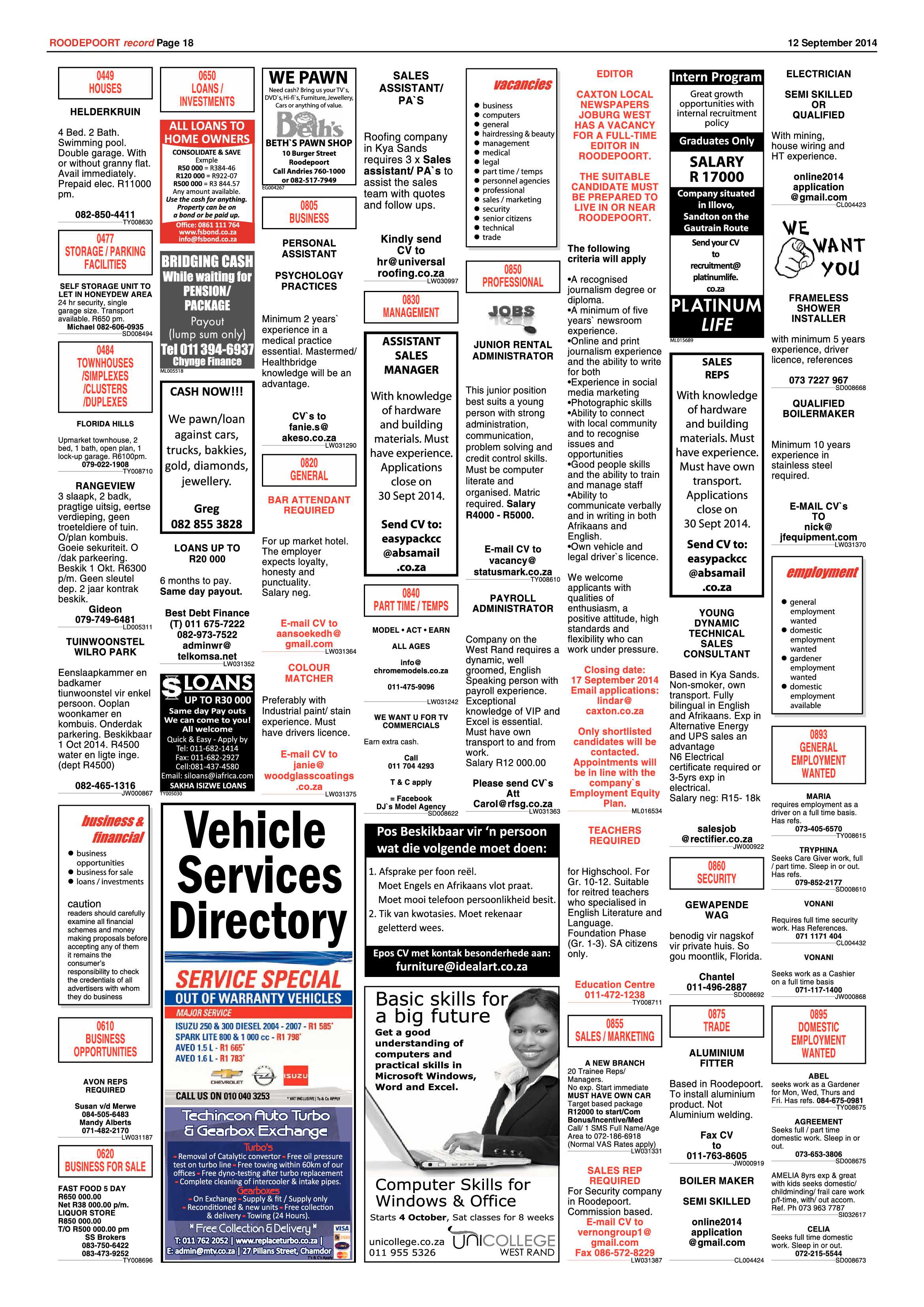 Roodepoort Record 12 September 2014 page 18