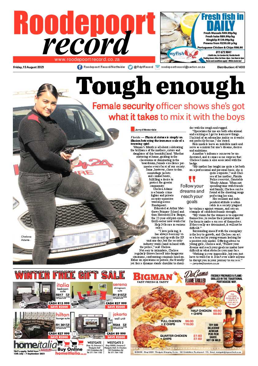 Roodepoort Record 13 August 2021 page 1