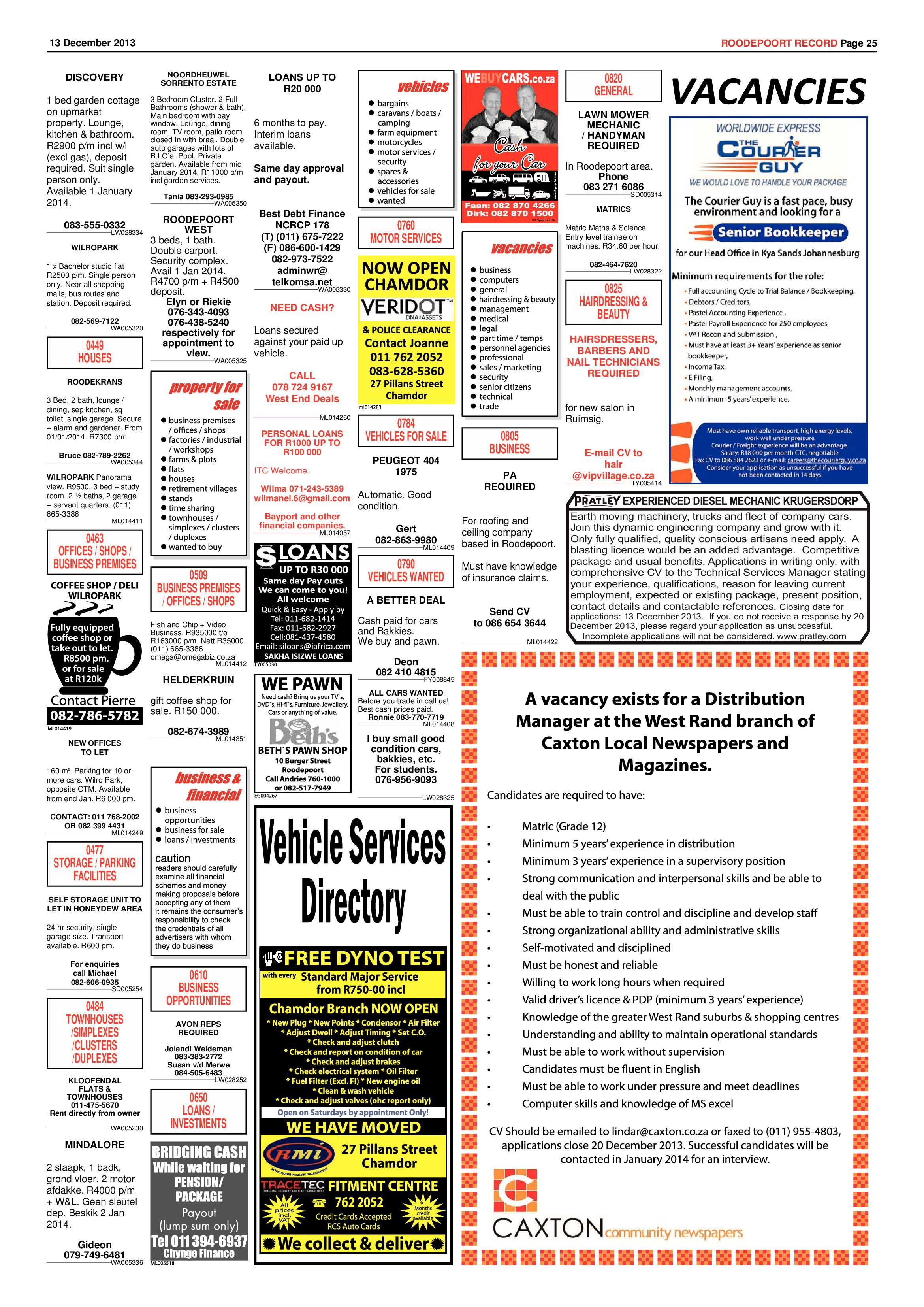 Roodepoort Record 13 December 2013 page 25