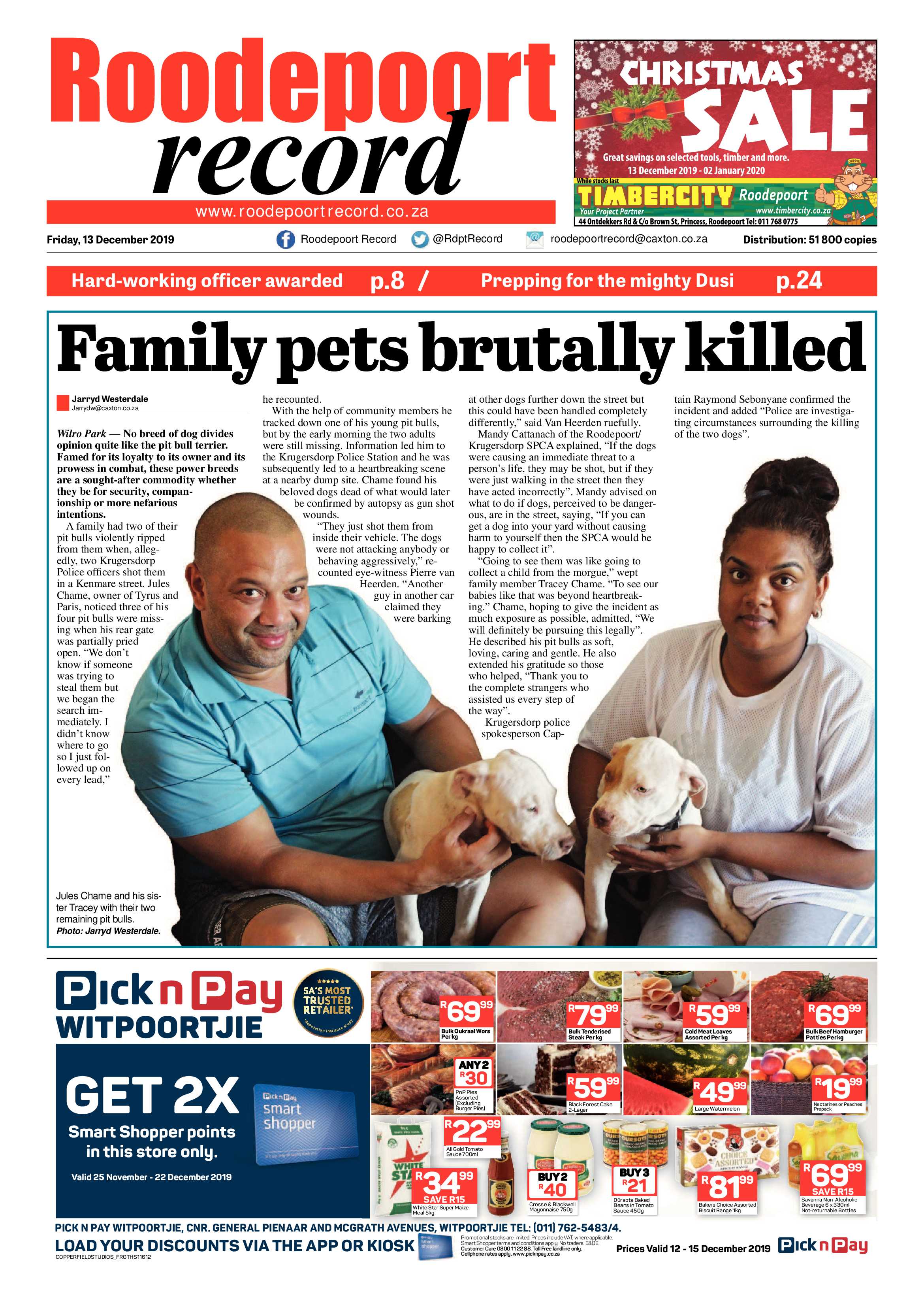 Roodepoort Record 13 December 2019 page 1