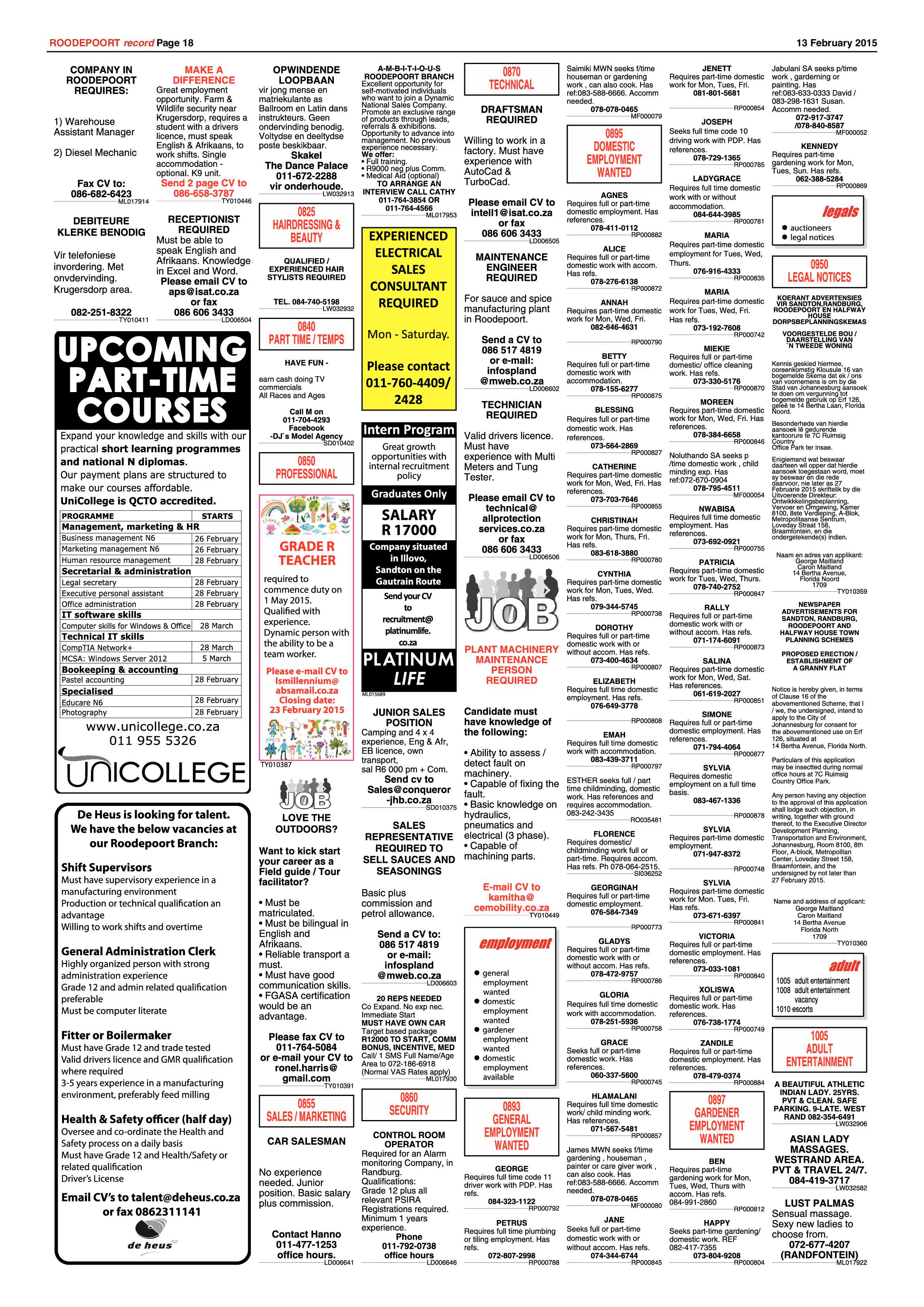 Roodepoort Record 13 February 2015 page 18