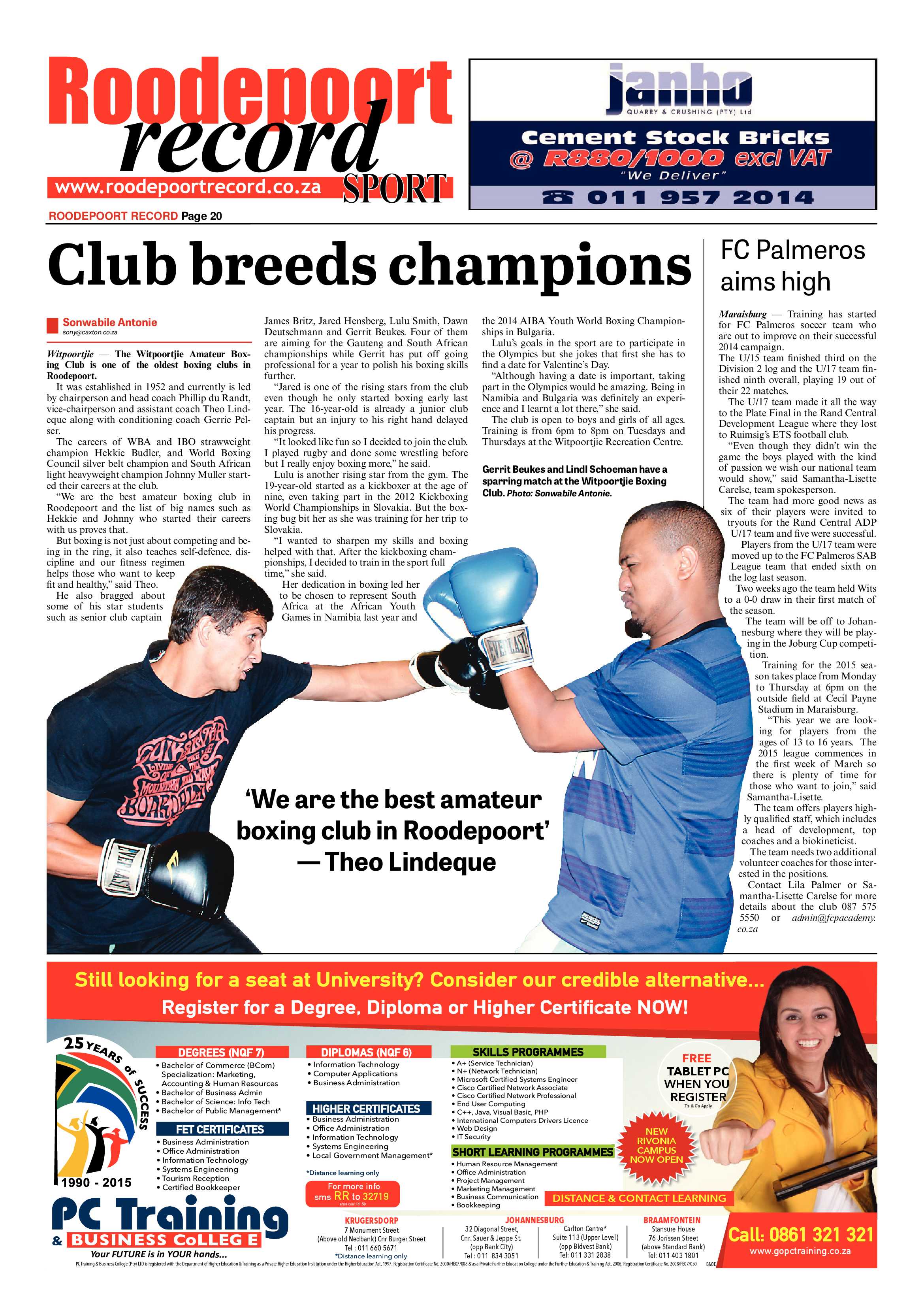 Roodepoort Record 13 February 2015 page 20