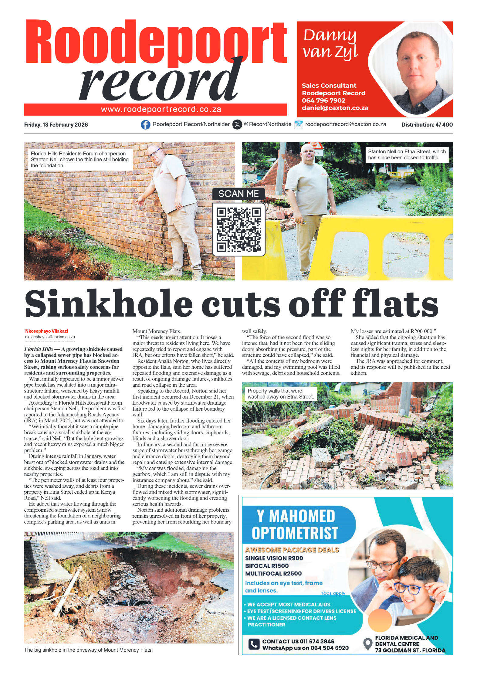 Roodepoort Record 13 February 2026 page 1