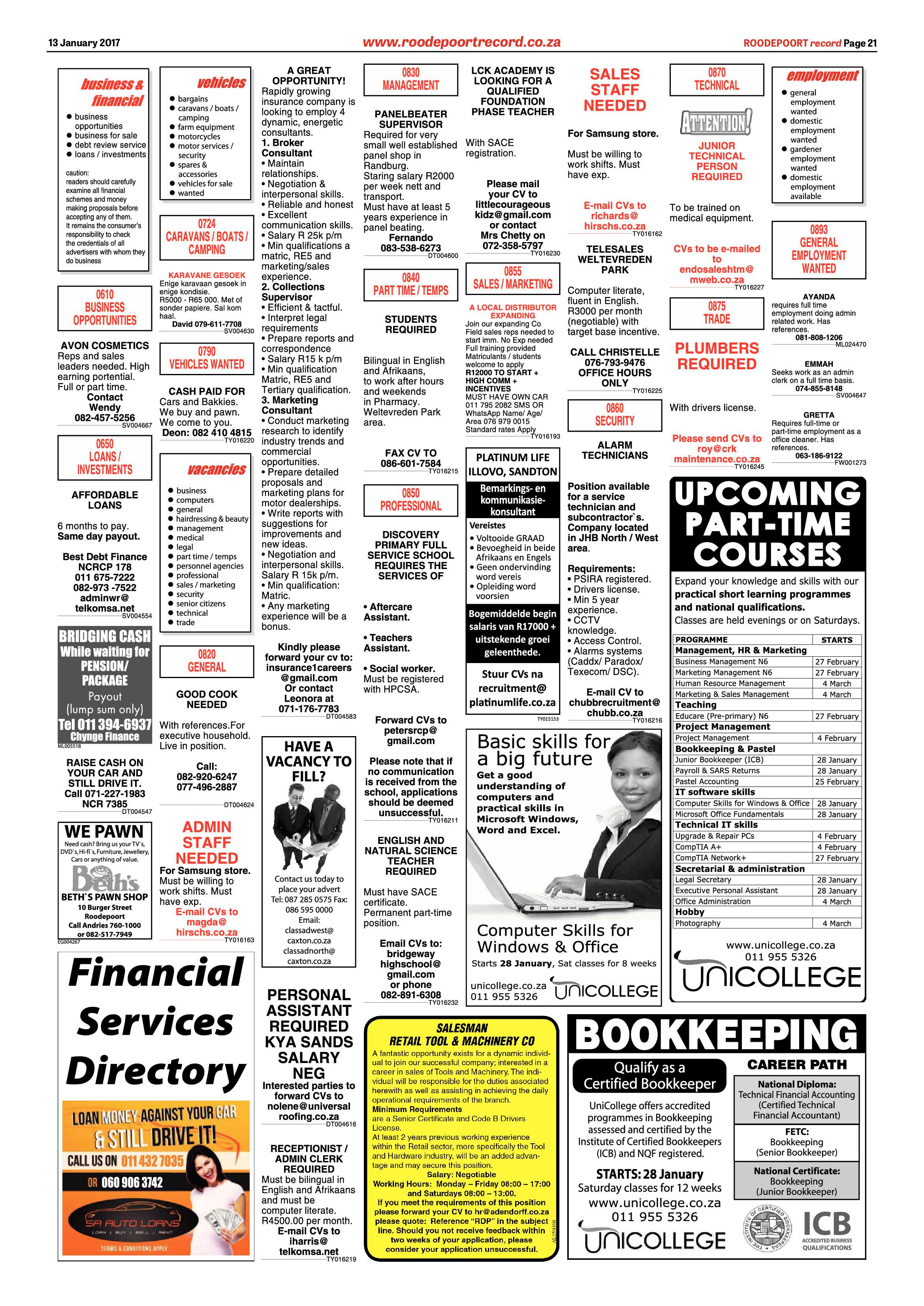 Roodepoort Record 13 January 2017 page 21