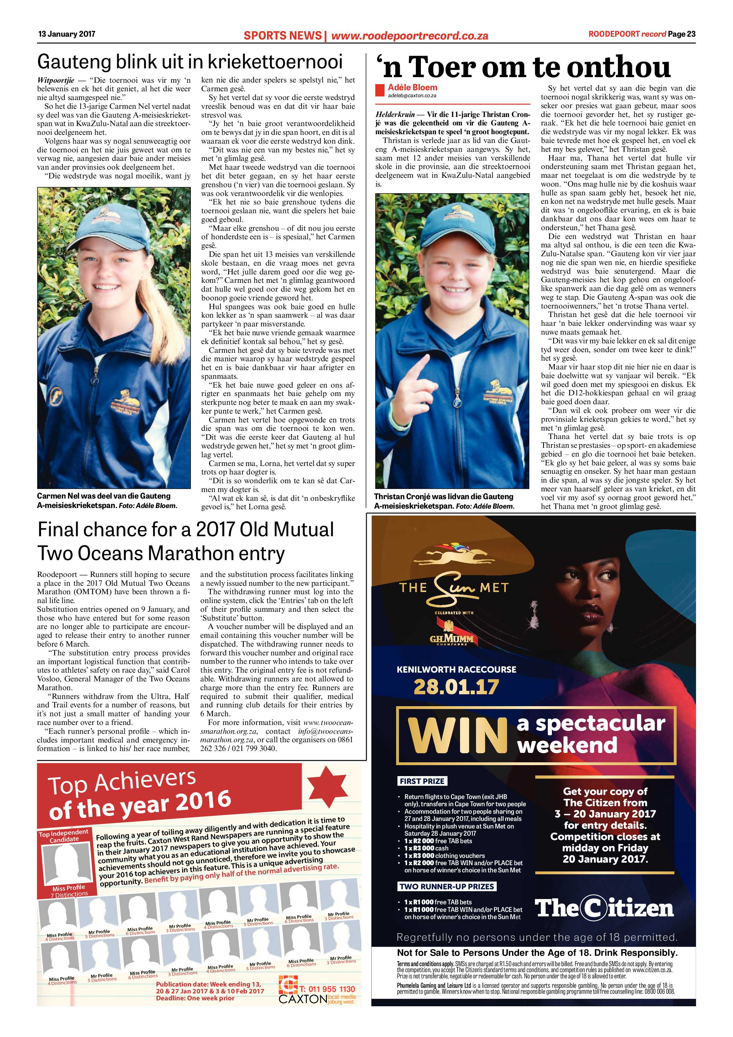 Roodepoort Record 13 January 2017 page 23