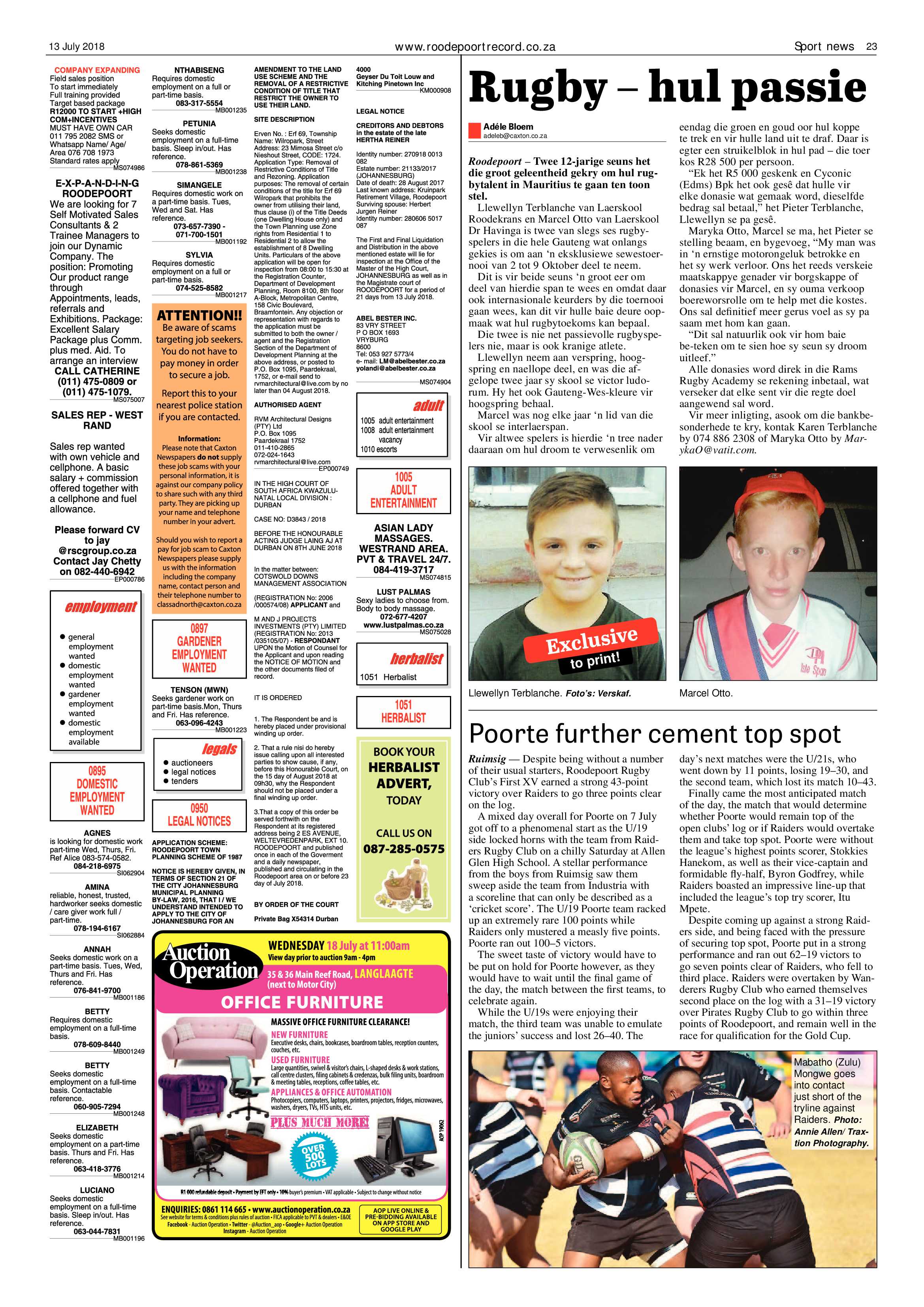 Roodepoort Record 13 July 2018 page 23