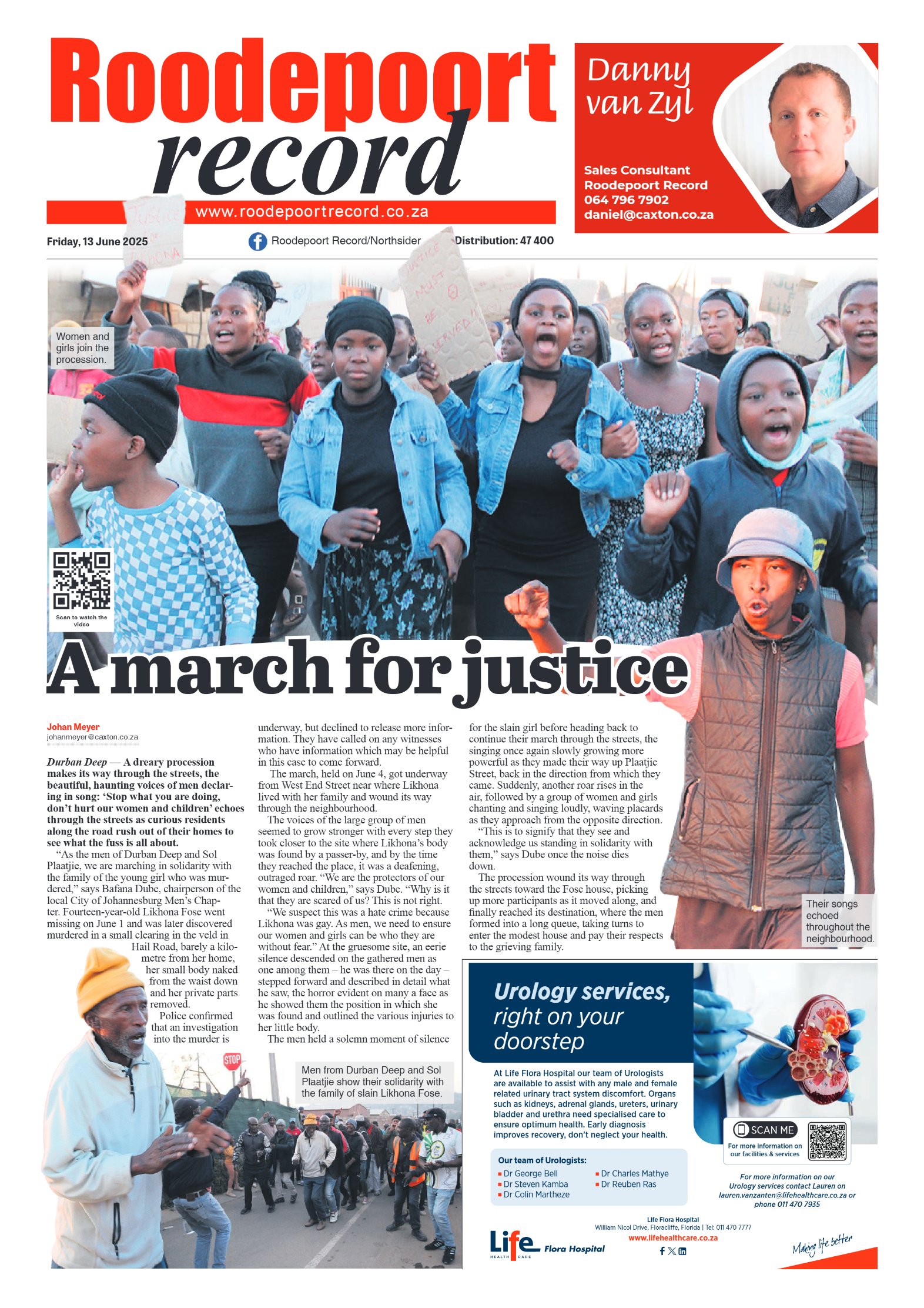 Roodepoort Record 13 June 2025 page 1