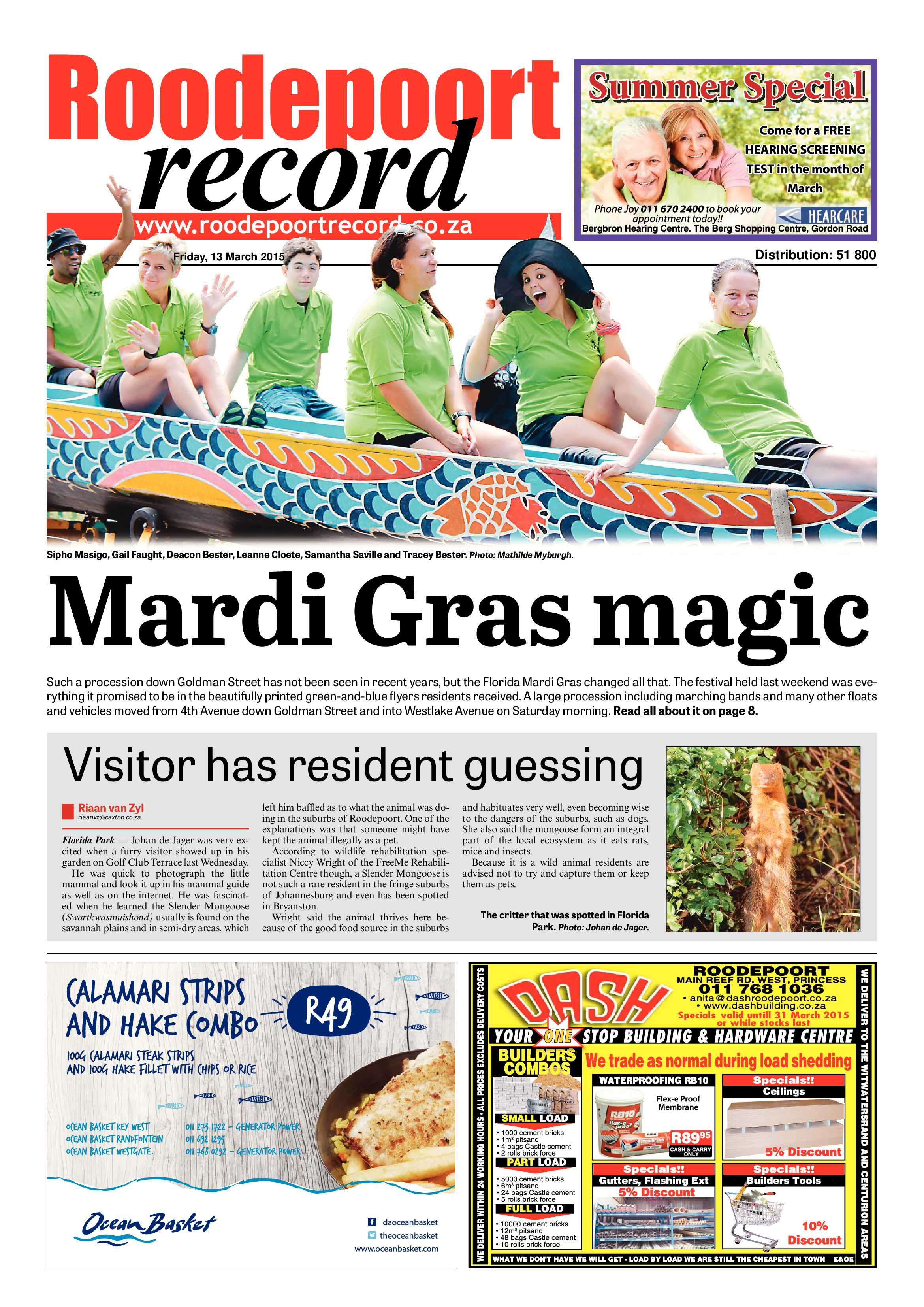 Roodepoort Record 13 March 2015 page 1