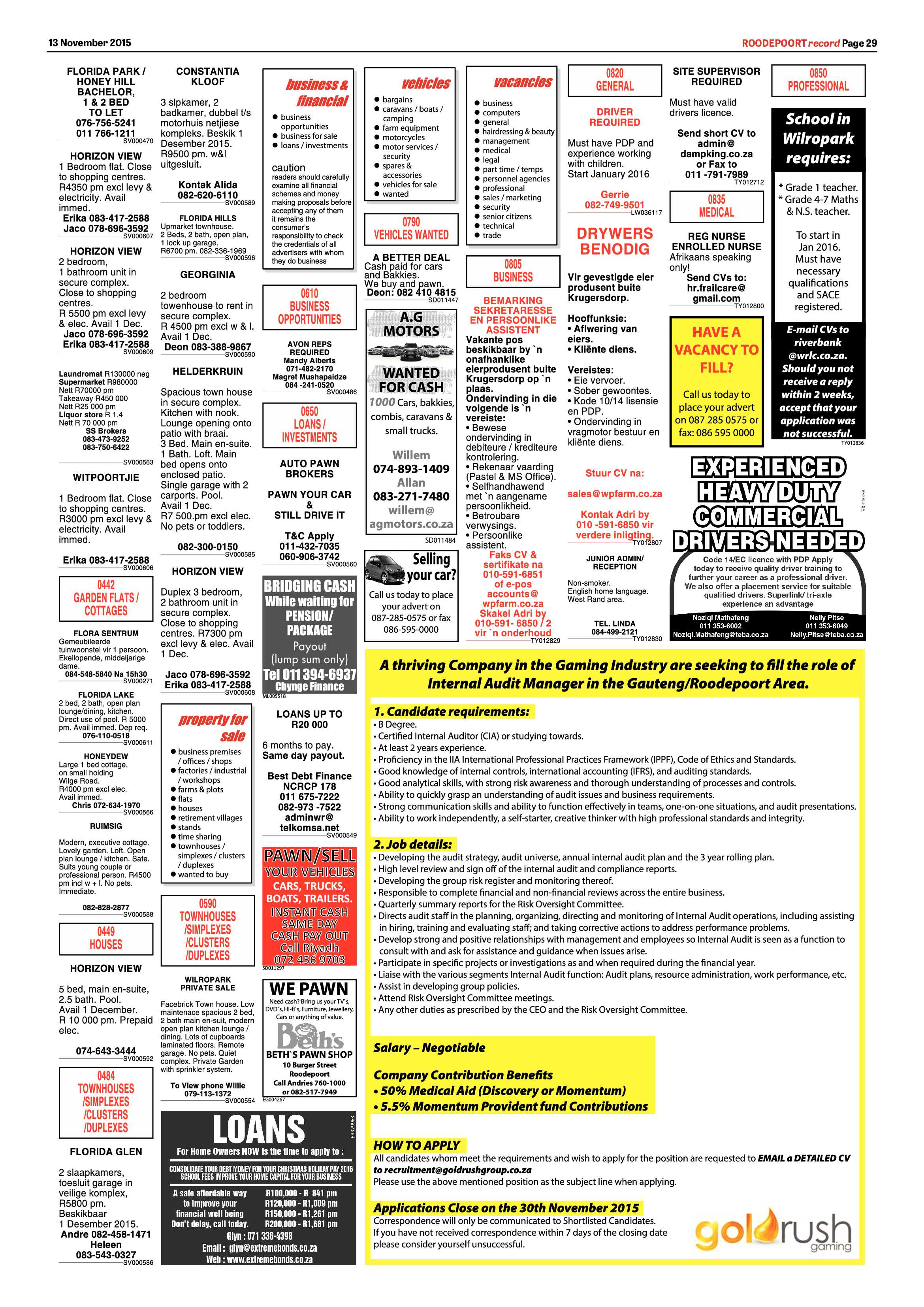 Roodepoort Record 13 November 2015 page 29